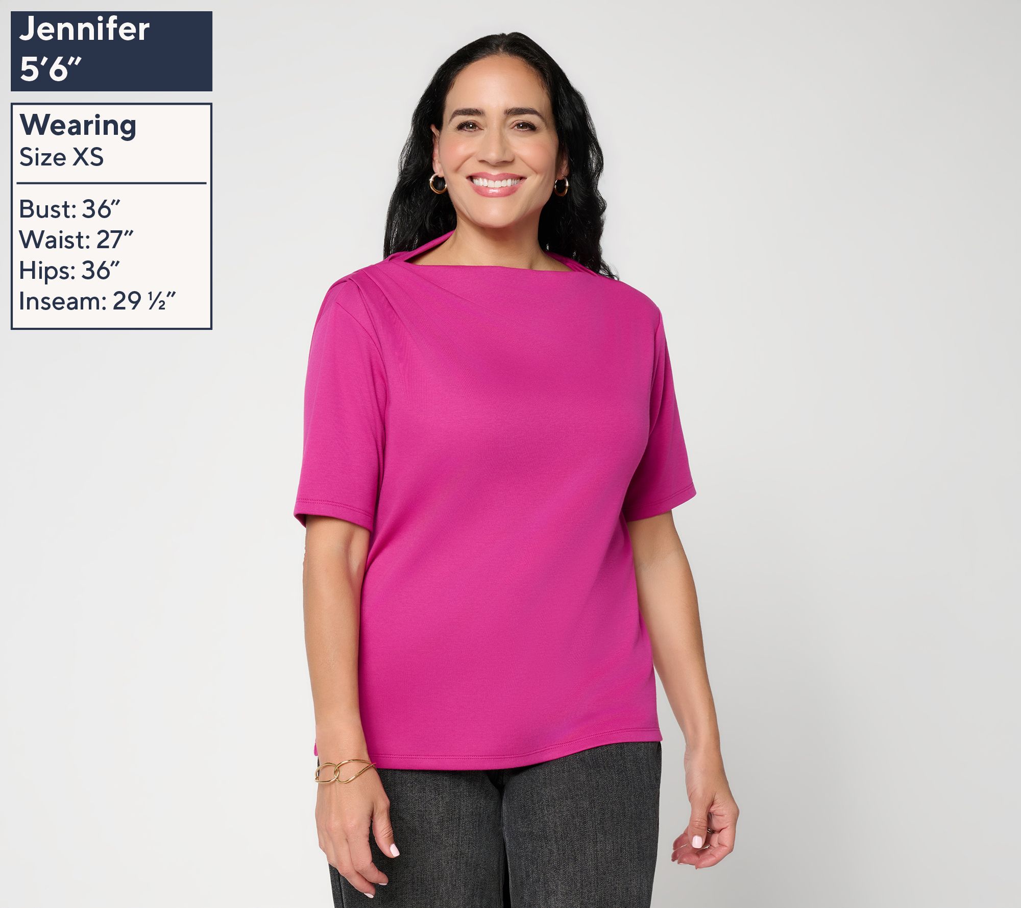 Carla Rockmore Collection 100% Cotton Ruched Shoulder Tee | QVC