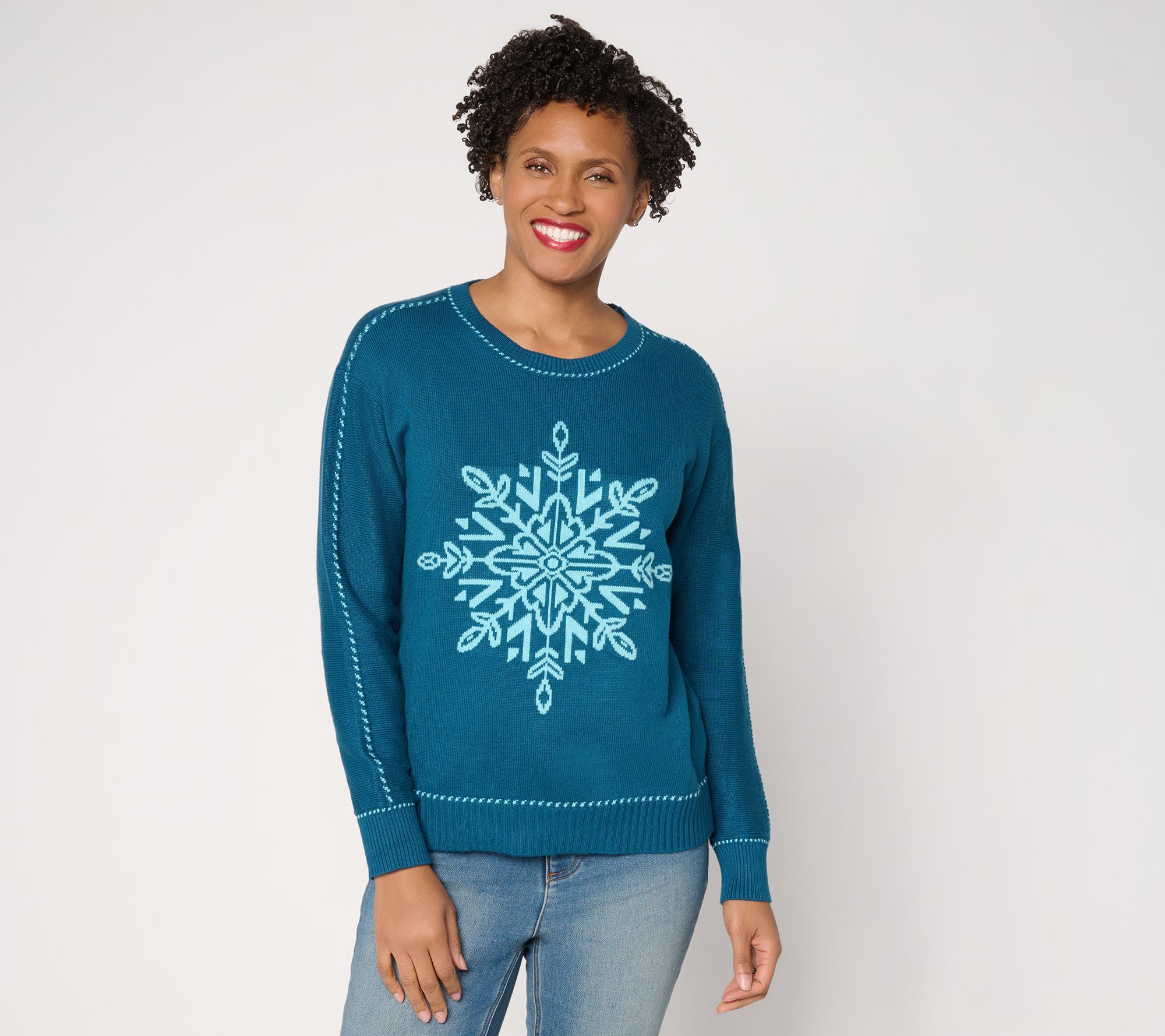 "As Is" Joan Rivers Snowflake SweaterBirdseye Stitching