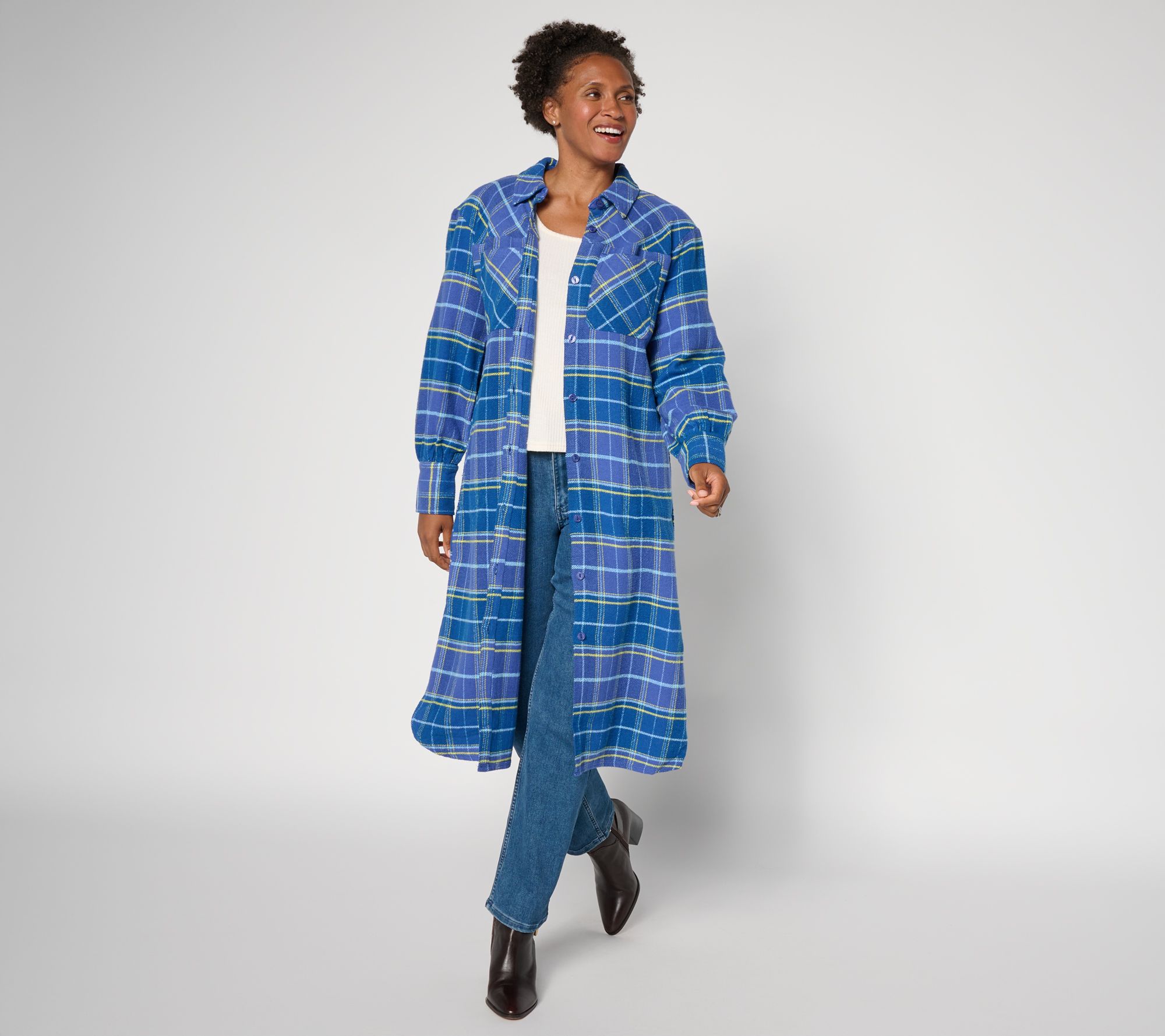 Mally Roncal Regular Perfectly Plaid Flannel Duster