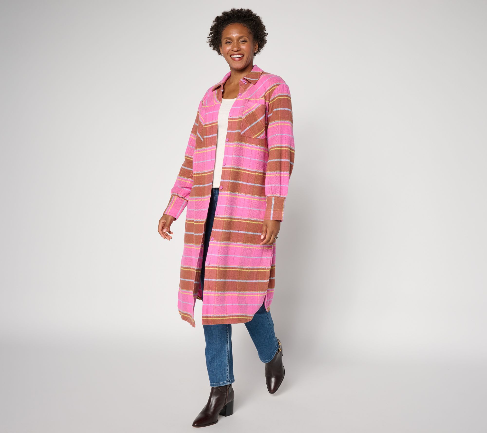 Mally Roncal Regular Perfectly Plaid Flannel Duster