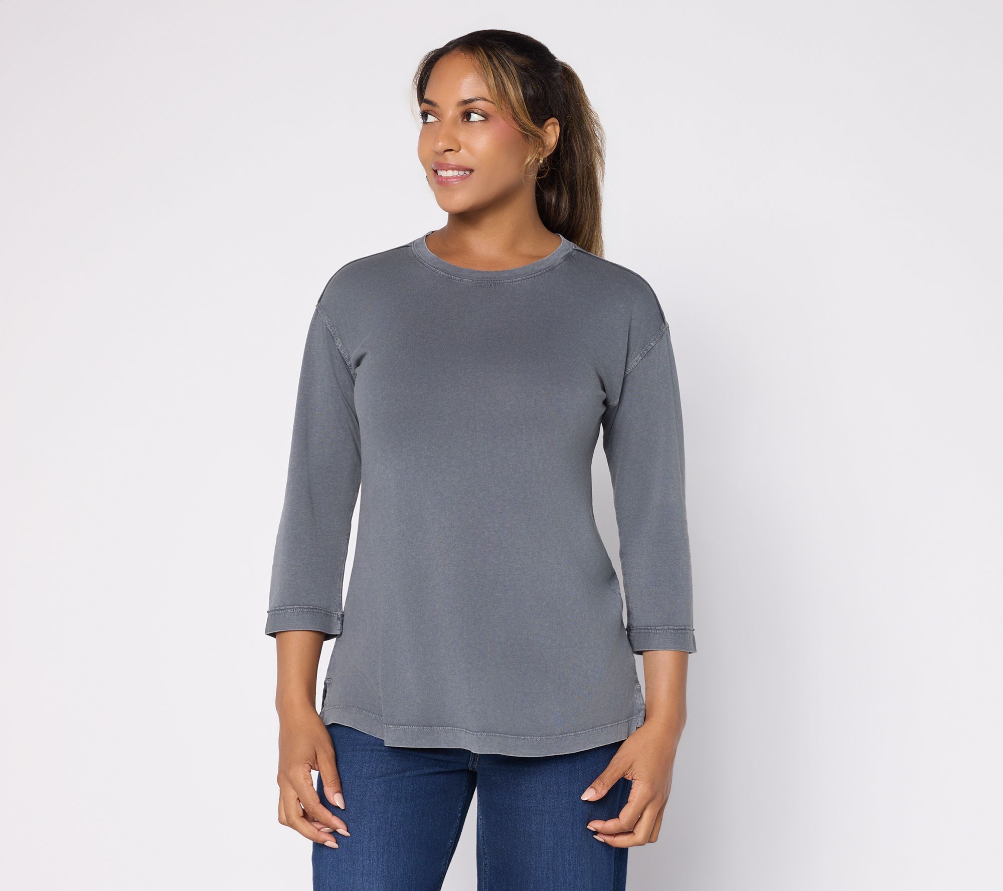 LOGO Principles by Lori Goldstein 3/4 Sleeve Seamed Top