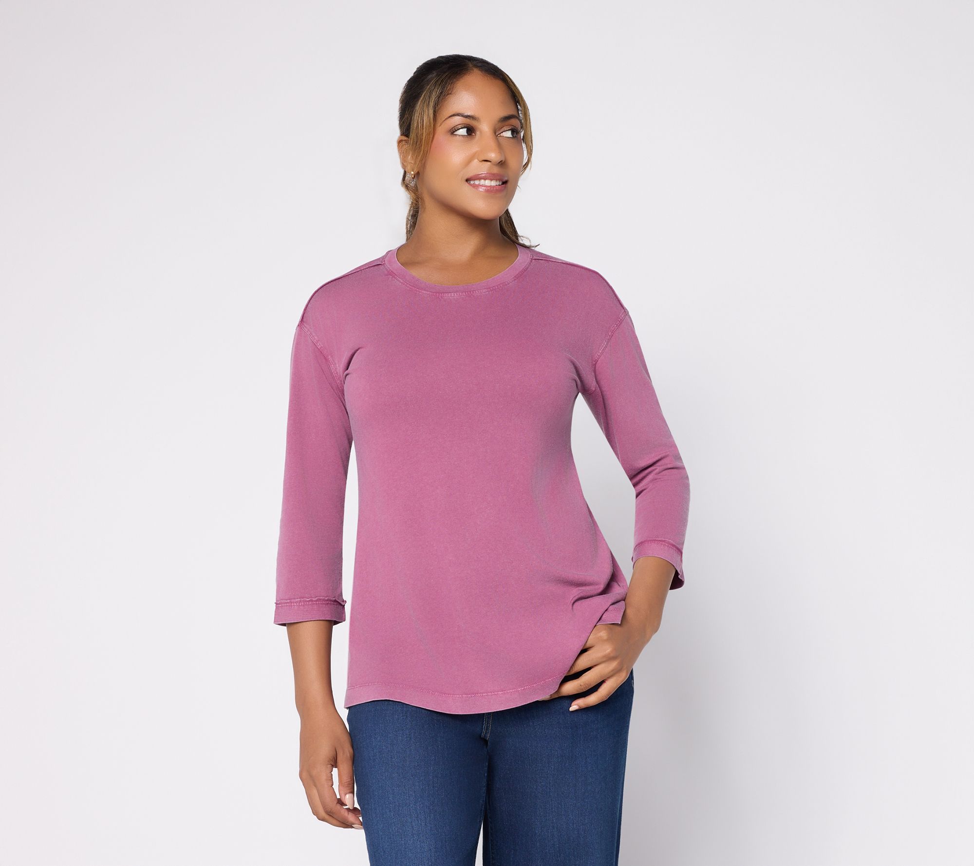 LOGO Principles by Lori Goldstein 3/4 Sleeve Seamed Top
