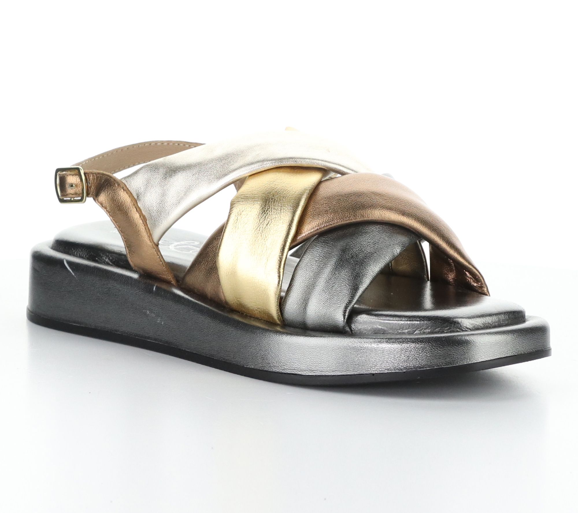 Bos. & Co. Metallic Nappa Leather Buckle Sandals - Brixin