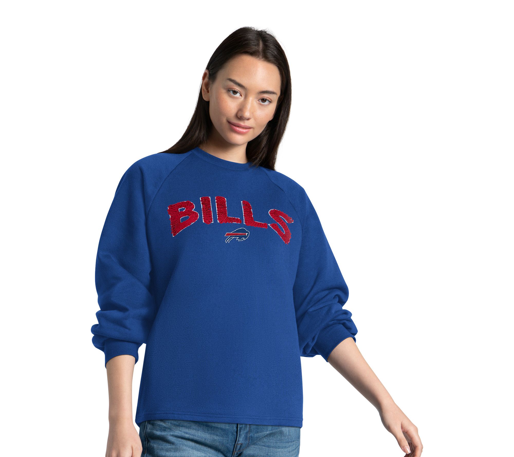 NFL Officially Licensed Women's Ribbon Crewneck Fleece Pullover