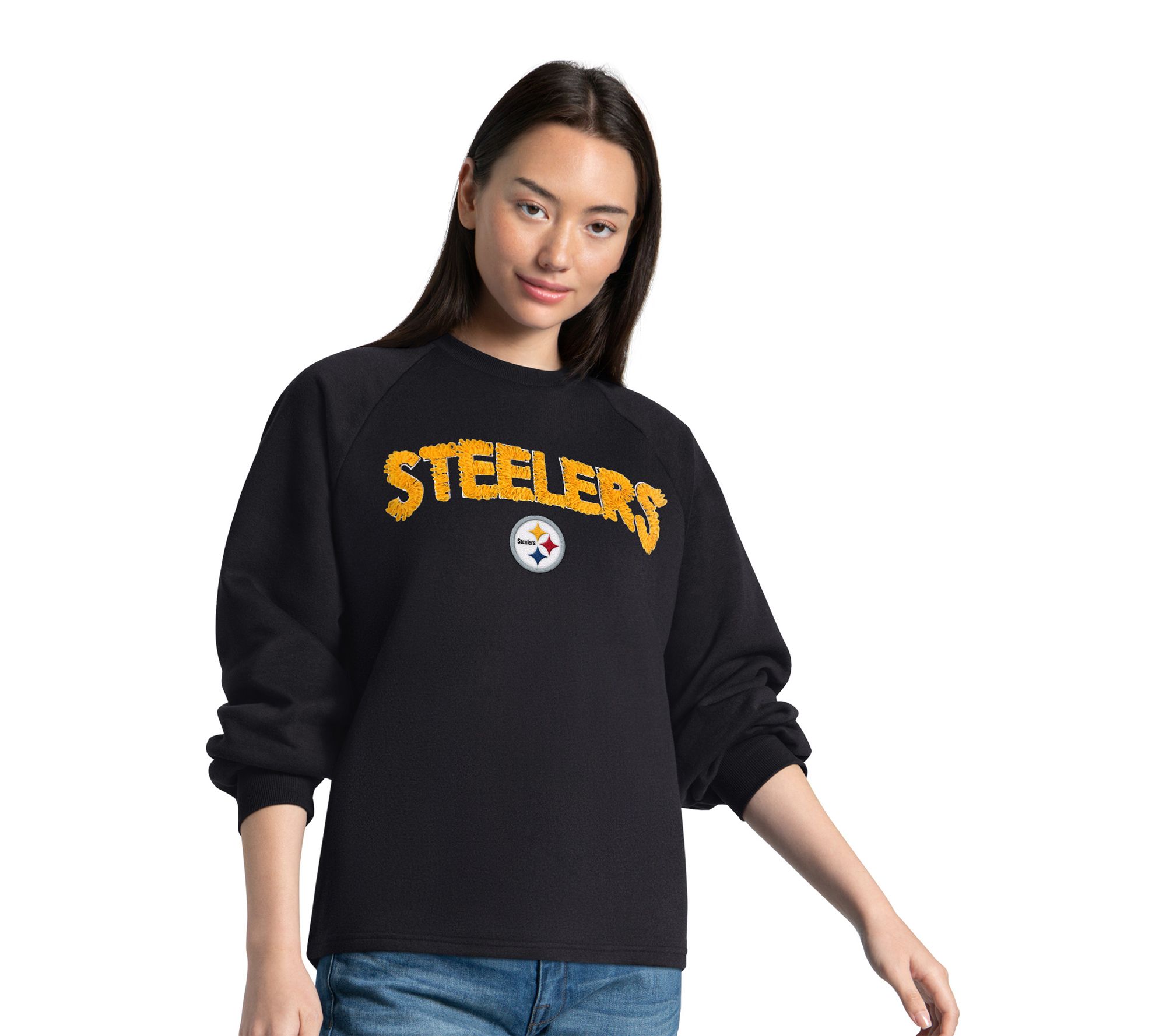 NFL Officially Licensed Women's Ribbon Crewneck Fleece Pullover