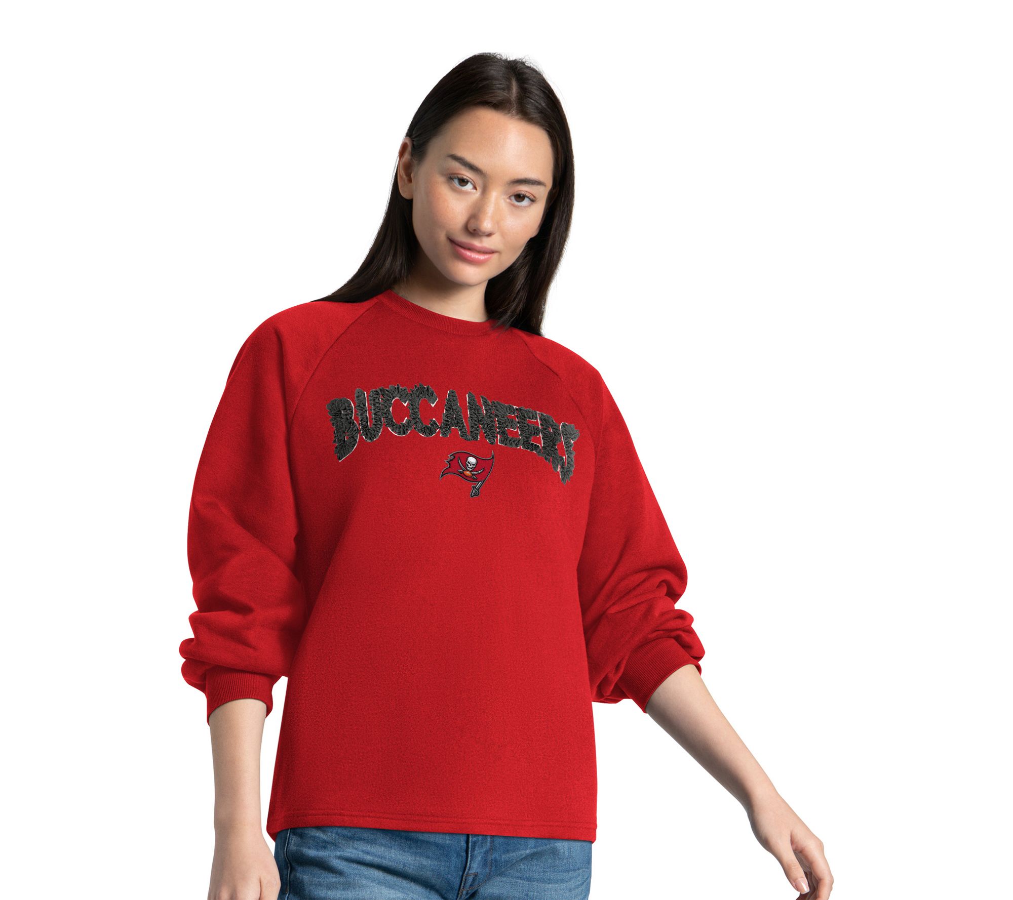 NFL Officially Licensed Women's Ribbon Crewneck Fleece Pullover