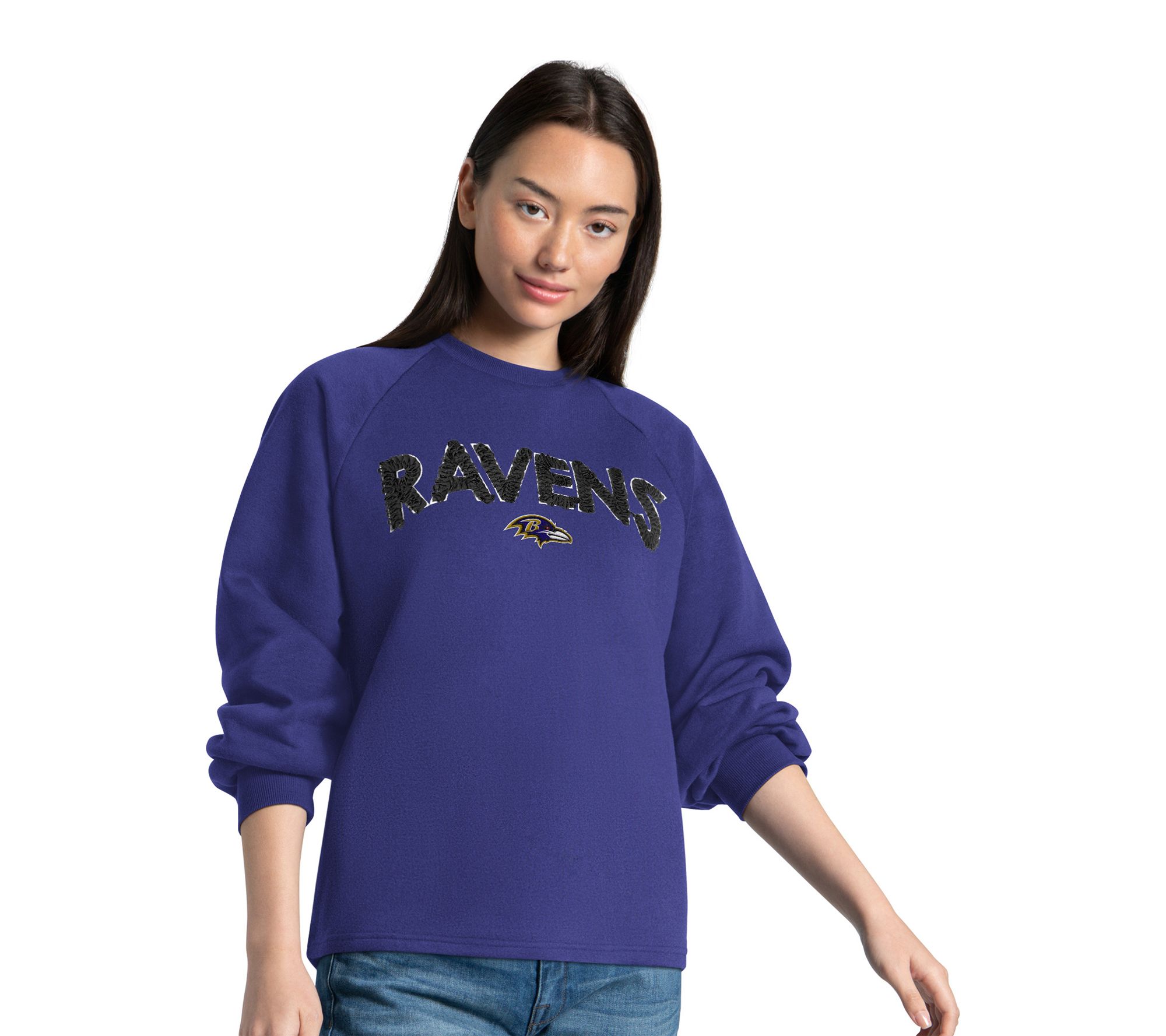 NFL Officially Licensed Women's Ribbon Crewneck Fleece Pullover
