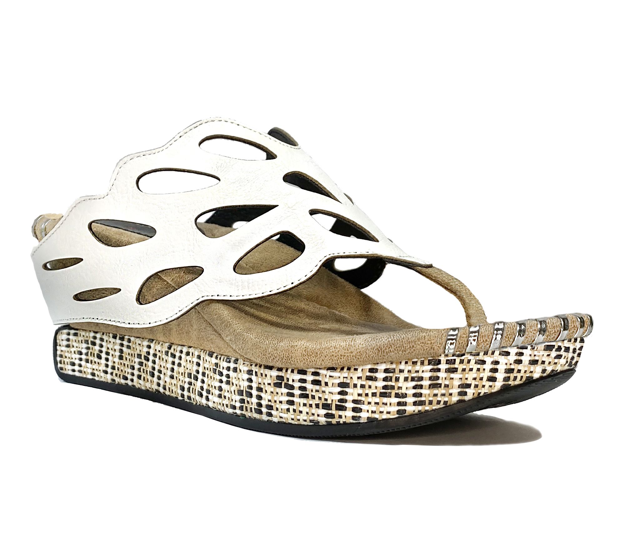 Modzori Troya Reversible Wedge Sandal - White flips to Black