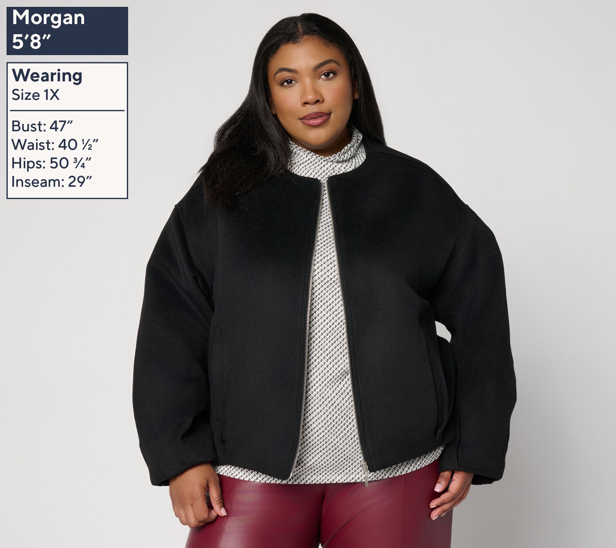& BASICS Fully Lined Bubble Hem Zip Front Jacket | QVC