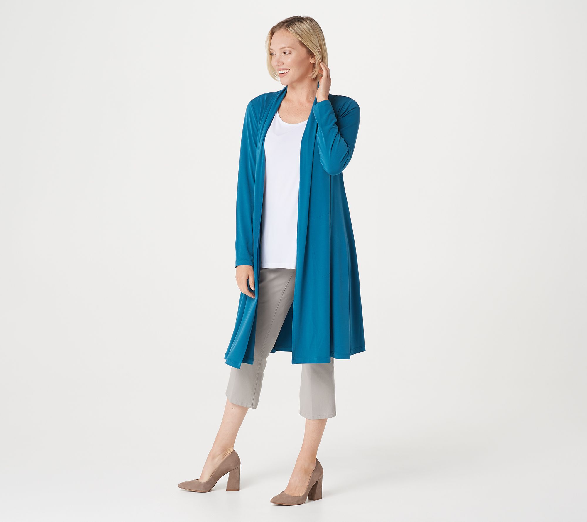 Every Day by Susan Graver Petite Liquid Knit Duster Cardigan - QVC.com