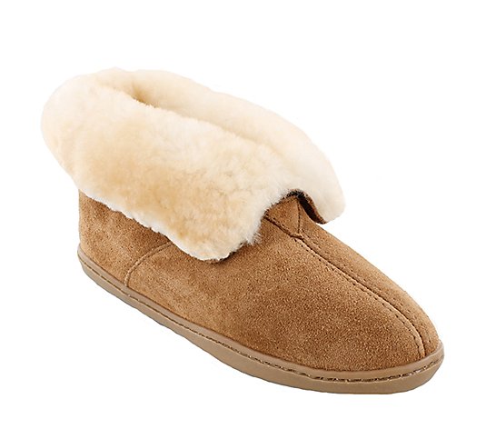 Minnetonka Leather Ankle Boot Slippers - Sheepskin Ankle Boot