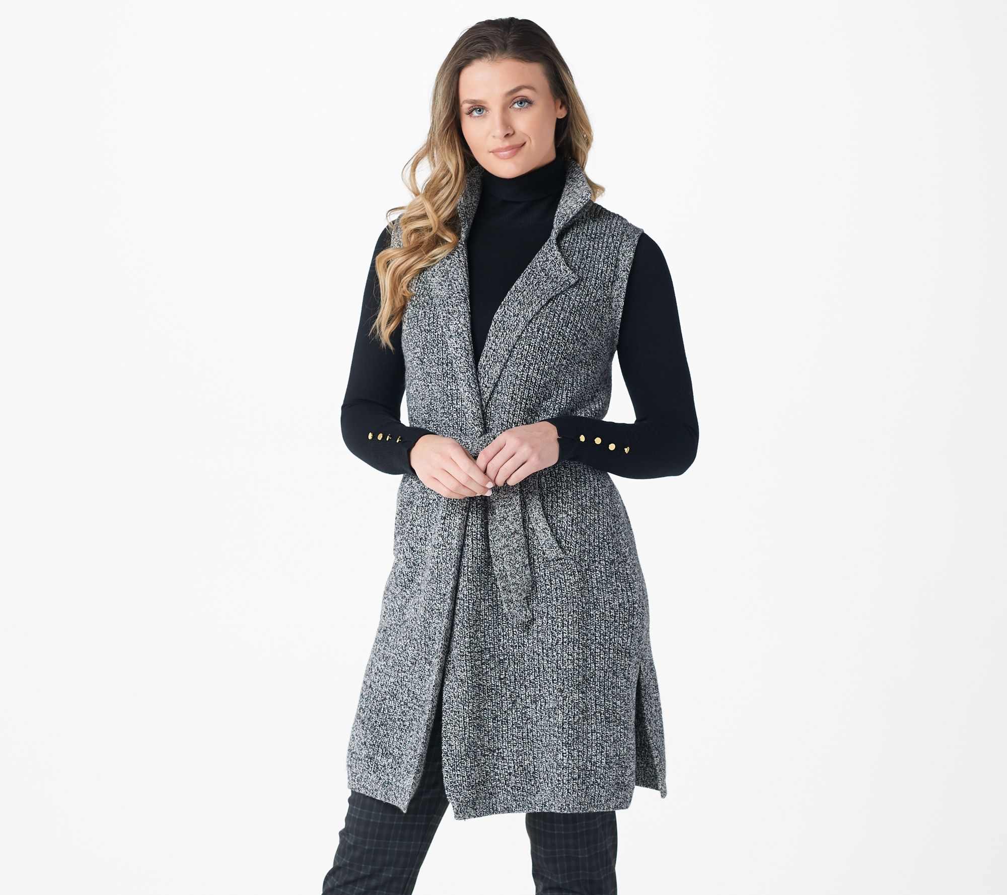 Joan Rivers Sweater Knit Duster Vest with Belt - A372223