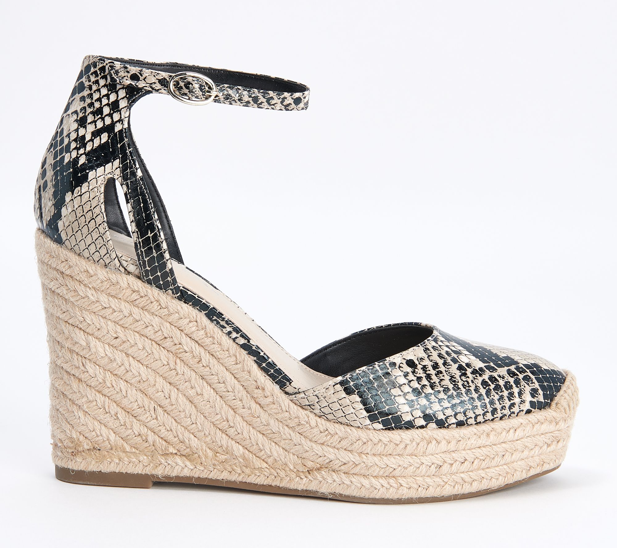 Marc Fisher Canvas or Snake Print Espadrille Wedges - Teelan - QVC.com