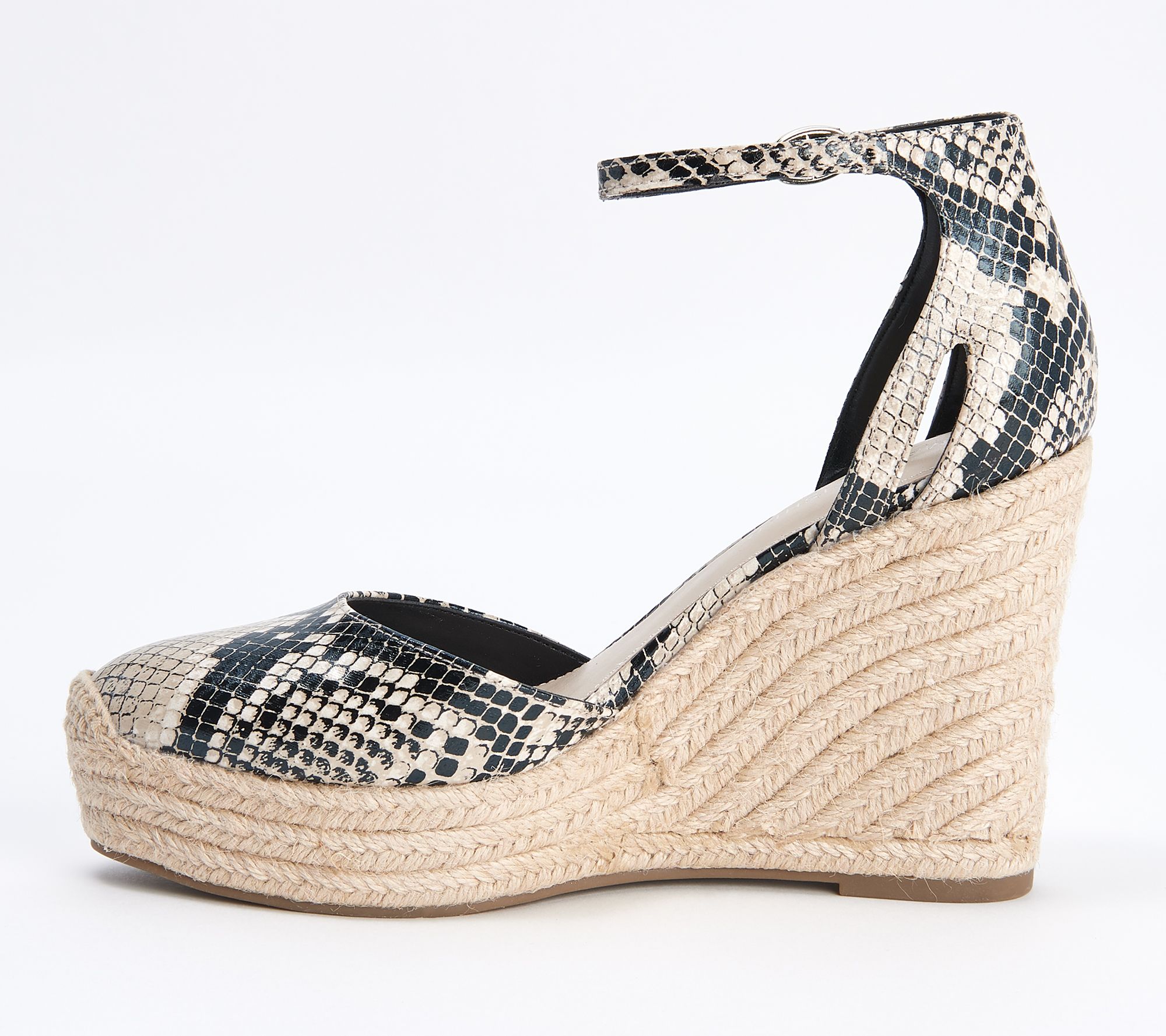 Marc Fisher Canvas or Snake Print Espadrille Wedges - Teelan - QVC.com