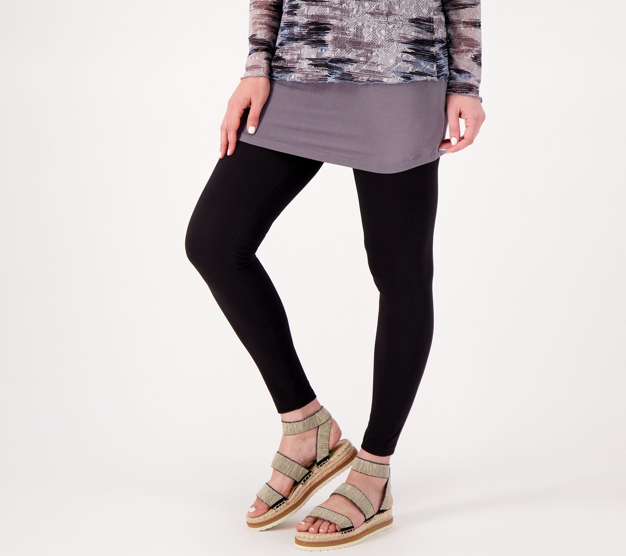 "As Is" LOGO Layers by Lori Goldstein Reg. Knit Pull-On Ankle Leggings