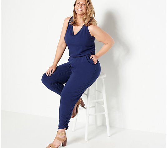 All Worthy Hunter McGrady Tall Knit Jumpsuit with Ruched Leg