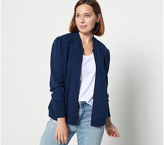Denim & Co. Active French Terry Zip-Front Bomber Jacket
