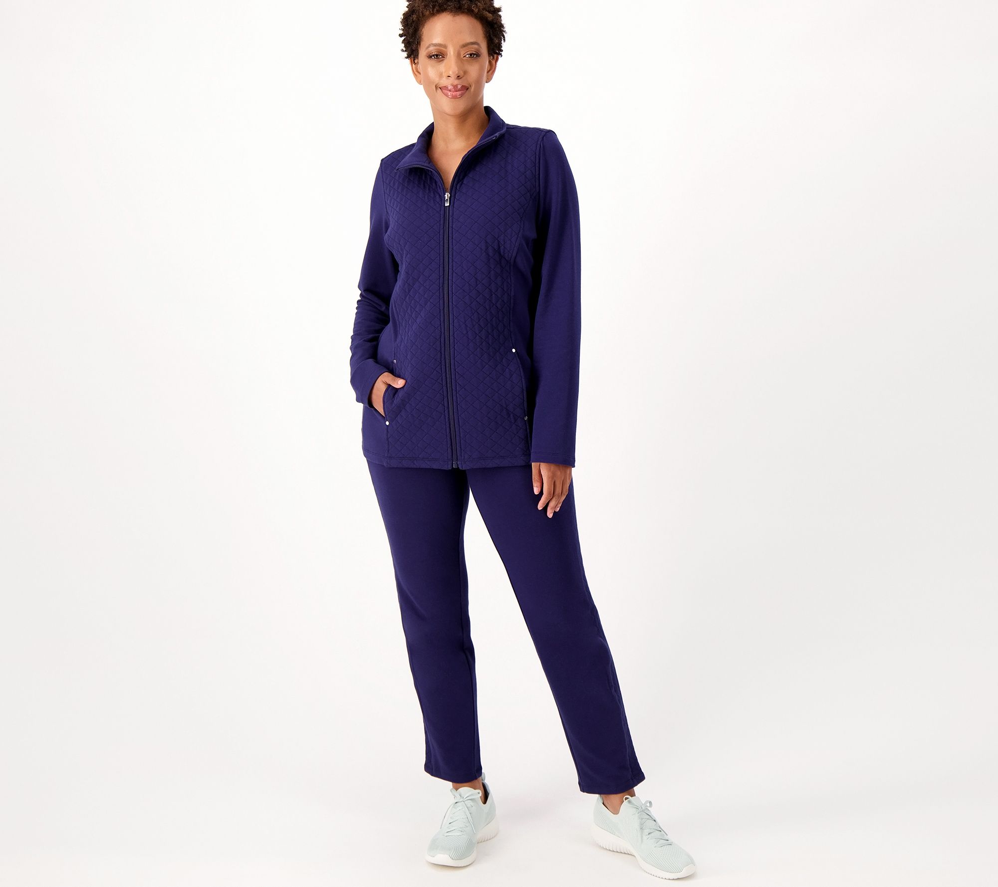 Sport Savvy French Terry Long Sleeve Quilted Tunic Jacket - QVC.com