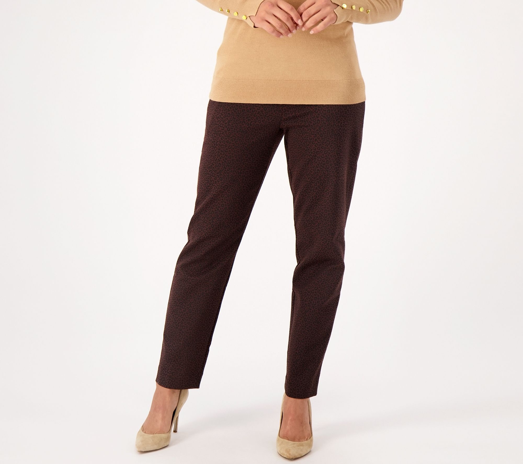 Dennis Basso Regular Woven Jacquard Slim Leg Ankle Pants