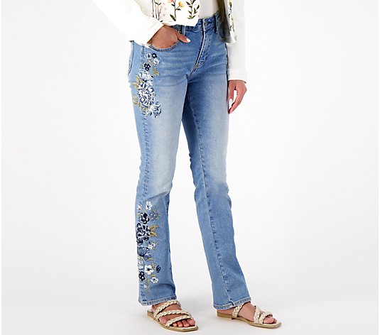 Driftwood Jeans Kelly Bootcut Embroidered Jean-Bluebell Fleur, Size Plus 28, Bluebell Fleur