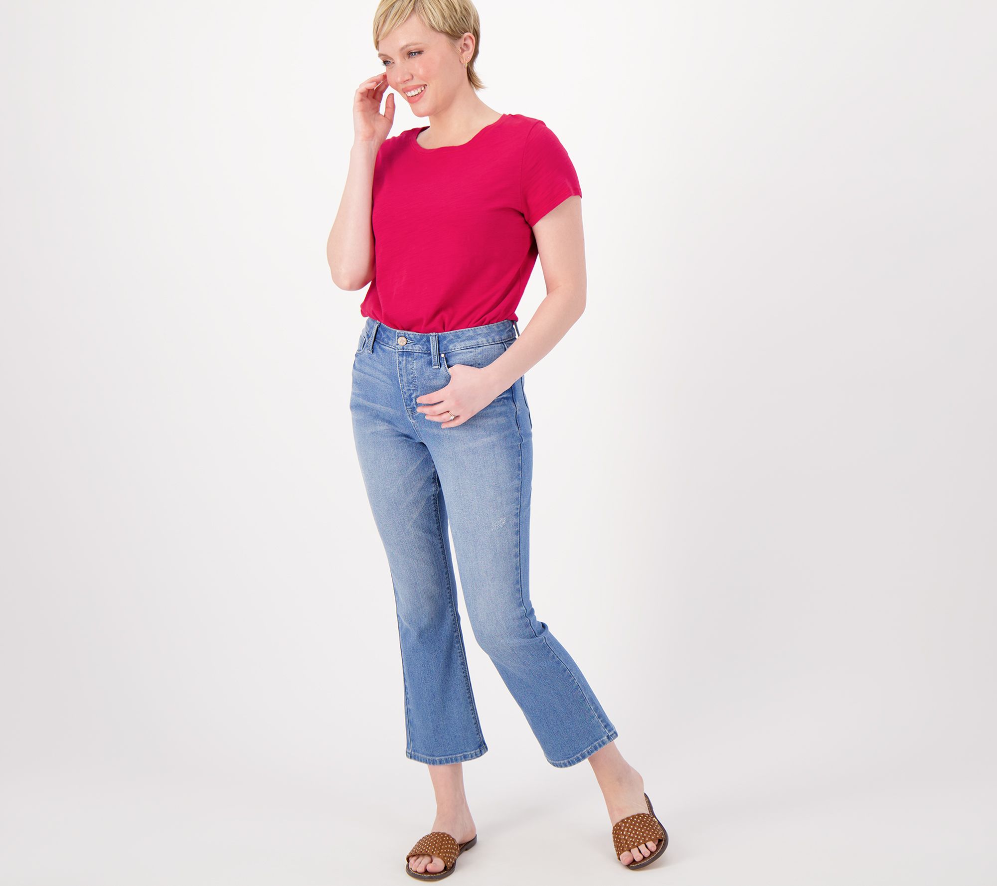 Laurie Felt Regular Forever Denim 5 Pocket Crop Baby Bell Jeans - QVC.com