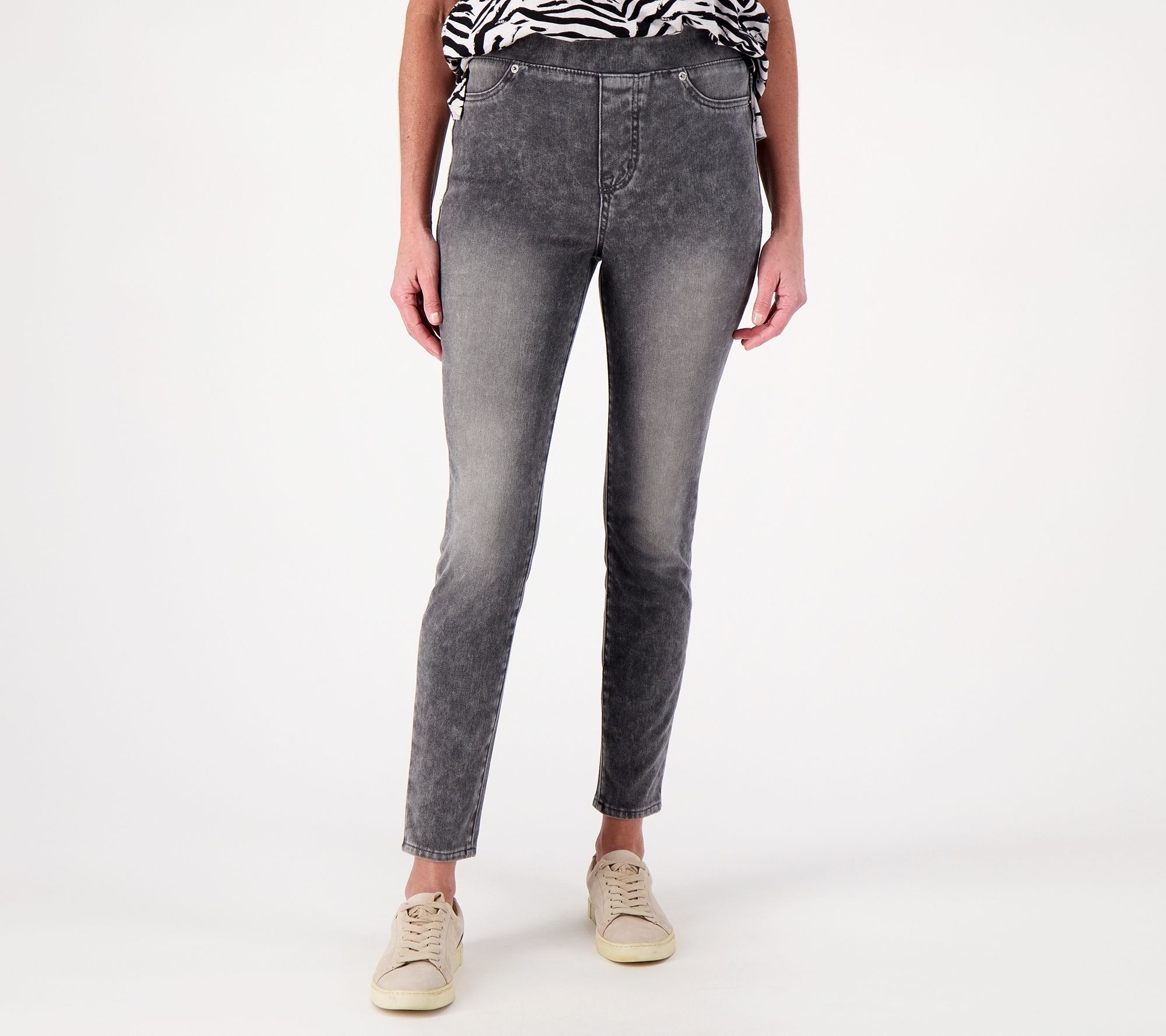 "As Is" LOGO by Lori Goldstein Petite Knit Denim Leggings