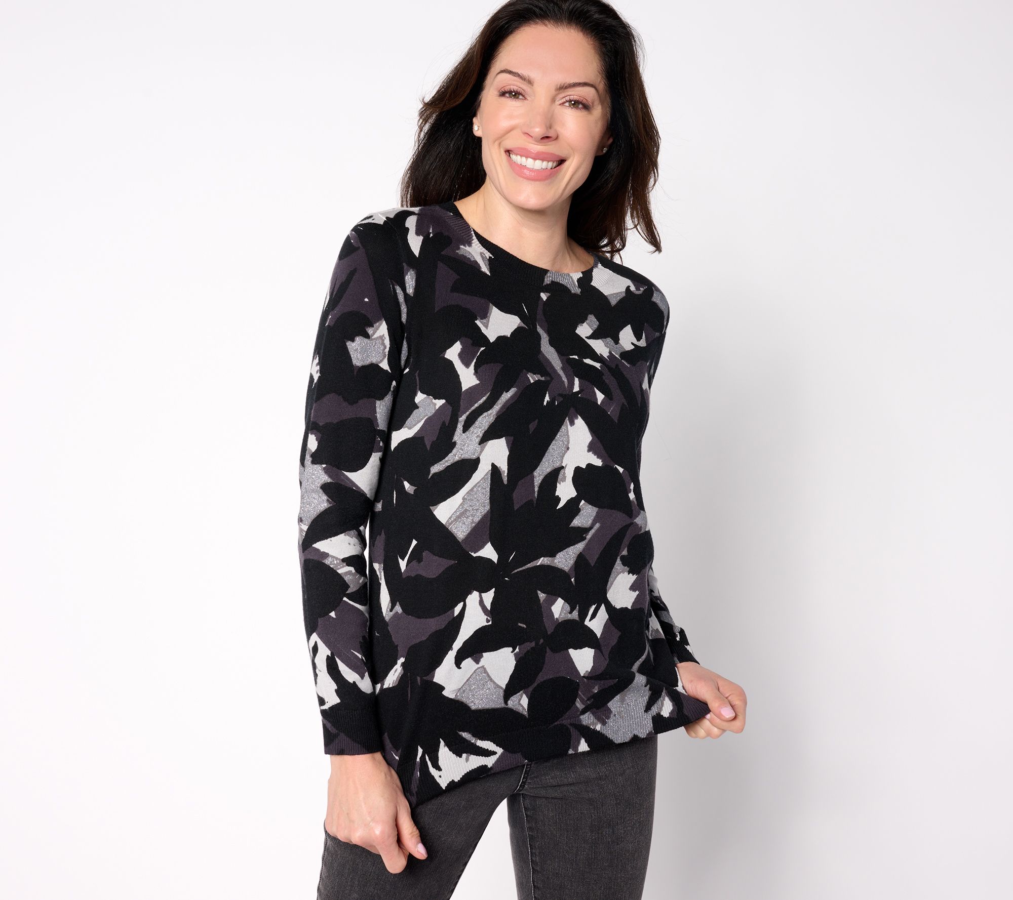 Susan Graver Printed Crewneck Sweater