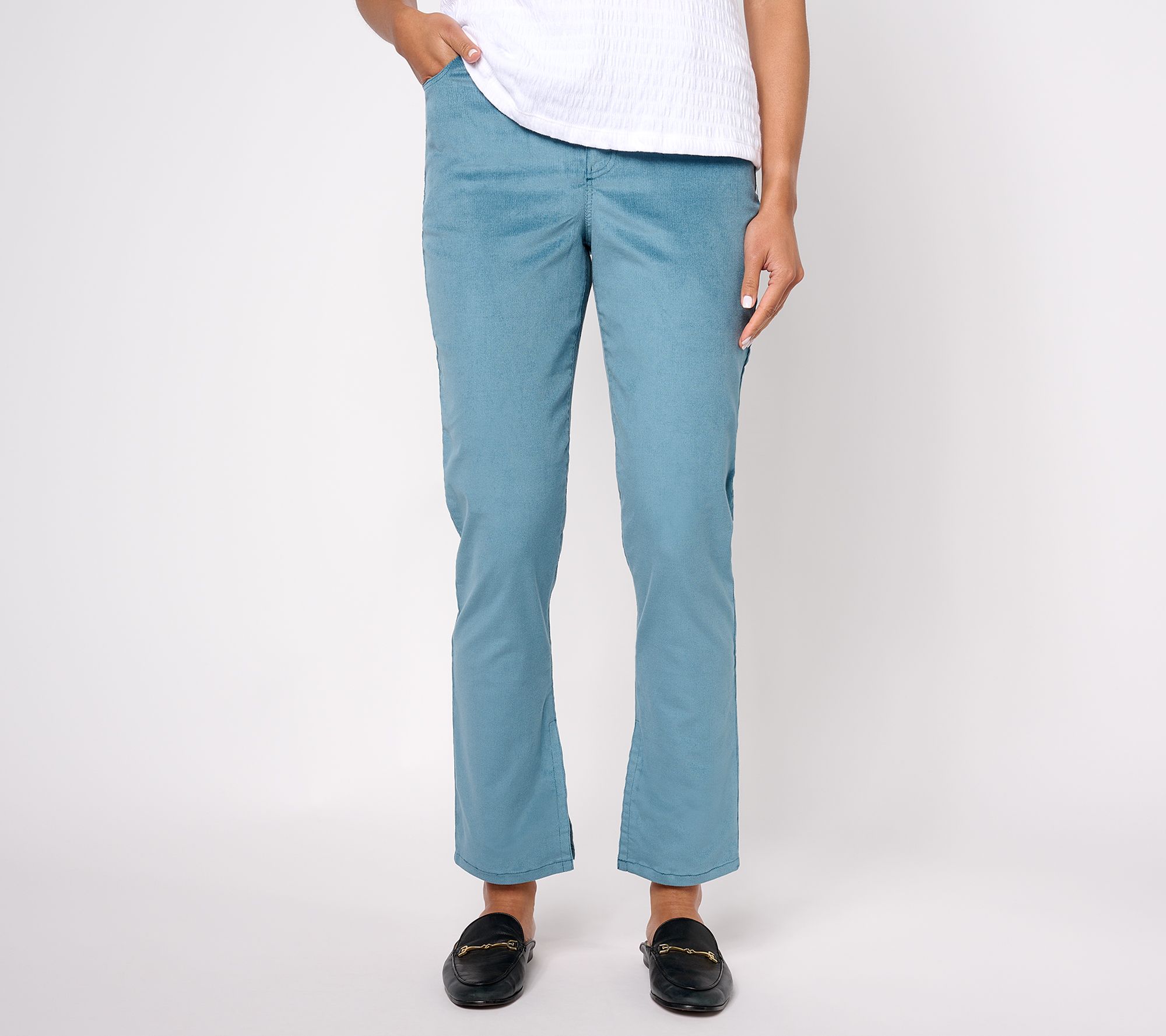Denim & Co. Adaptive Slim Straight Corduroy Pant