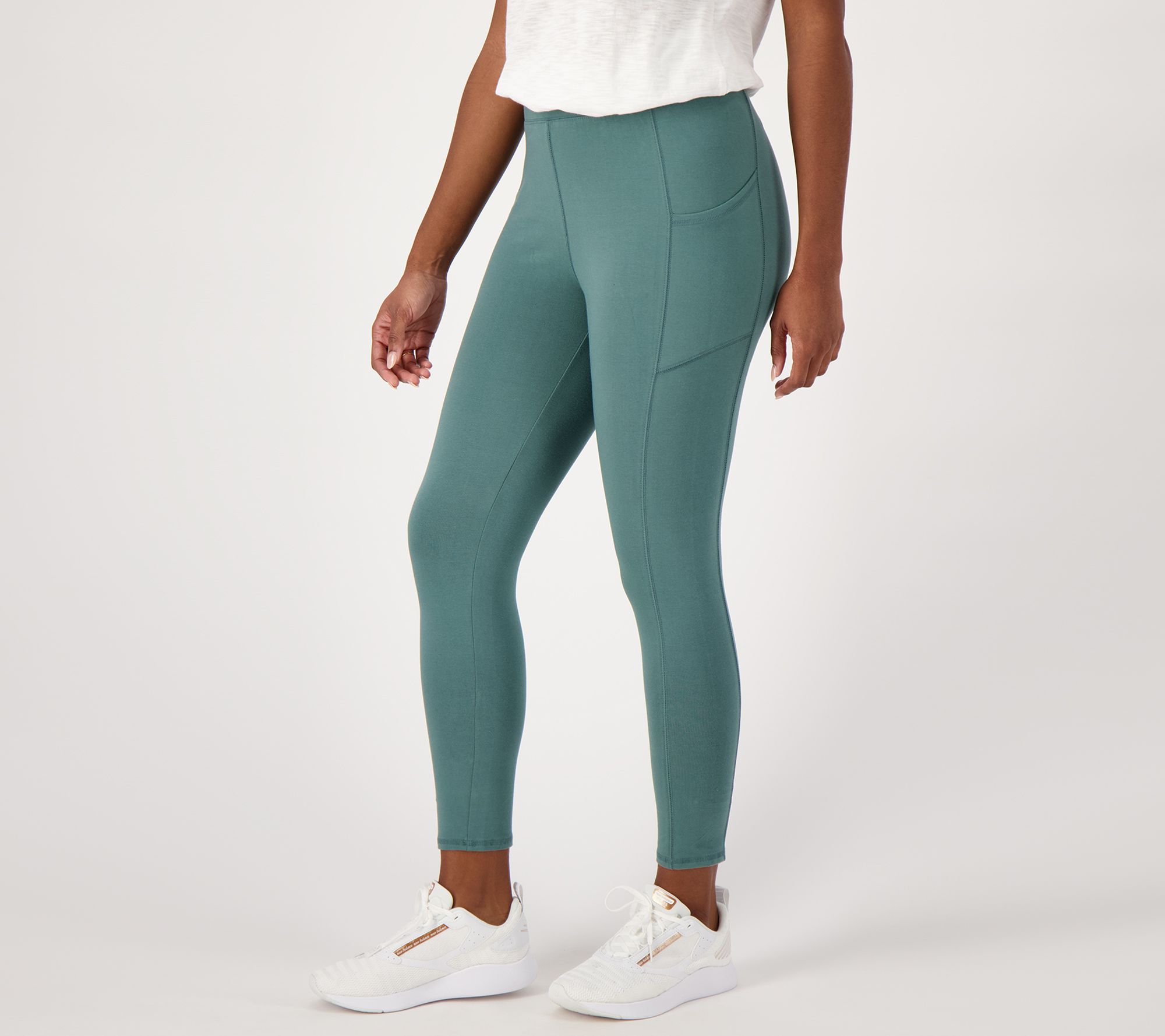 "As Is" Denim & Co. Active Duo Stretch Regular Crop Legging with Pockets