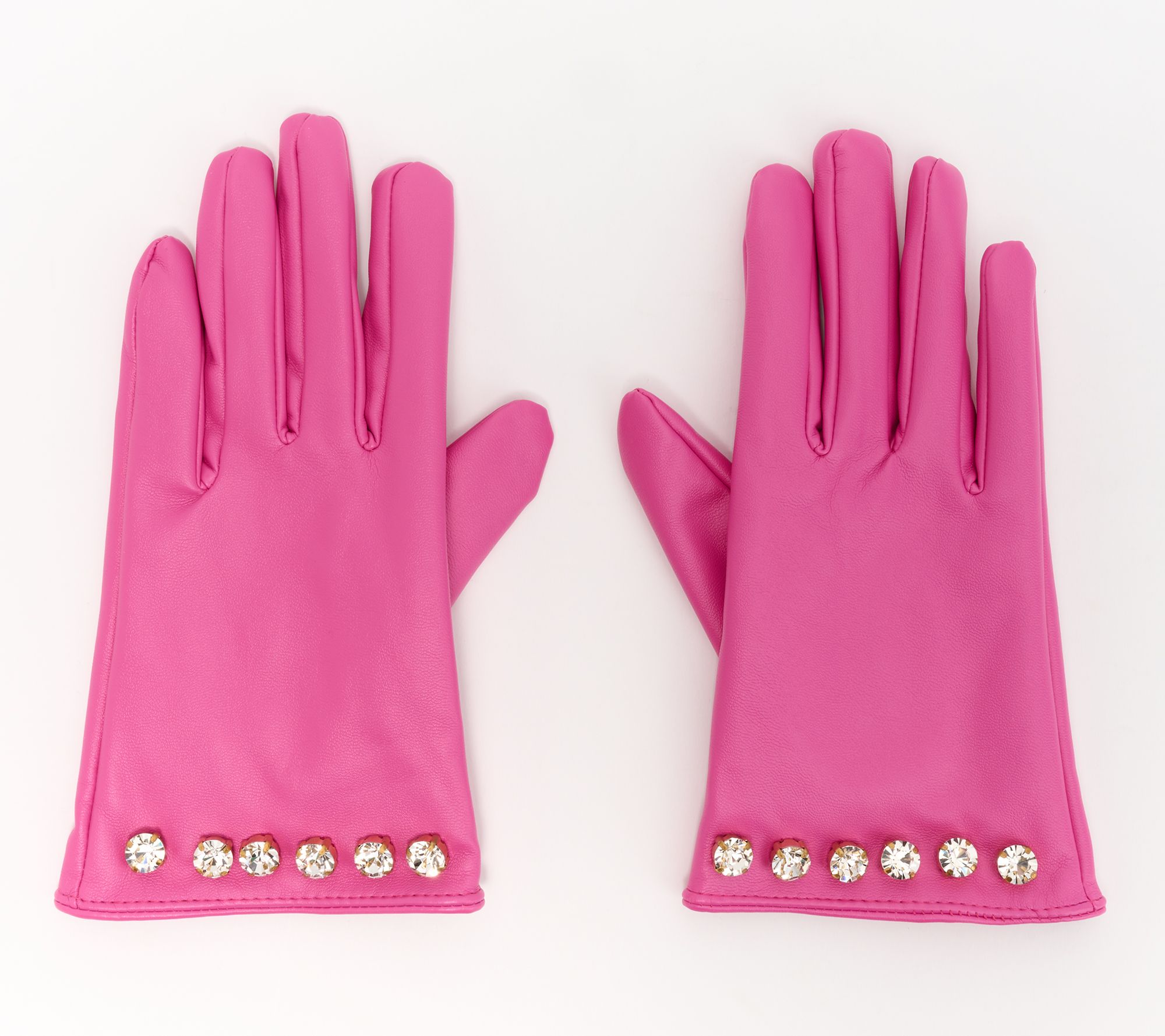 Amiee Lynn Accessories Leatherette Gloves with Sparkle Trim - QVC.com