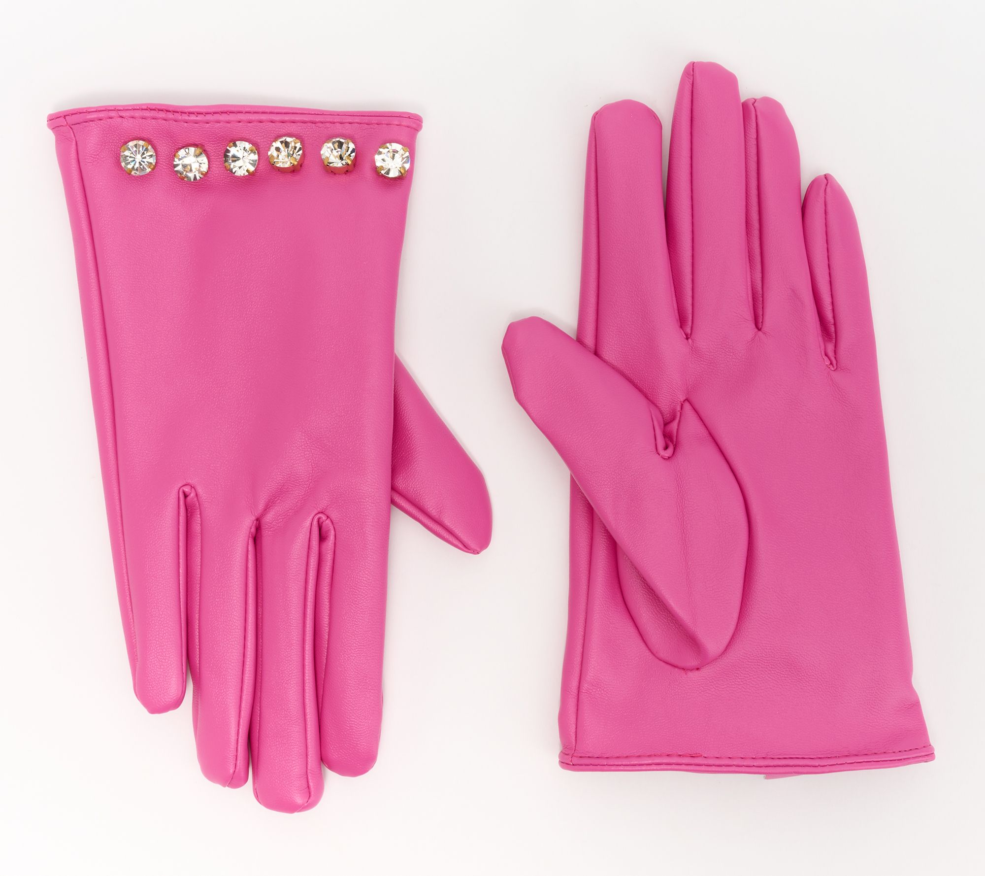 Amiee Lynn Accessories Leatherette Gloves with Sparkle Trim - QVC.com