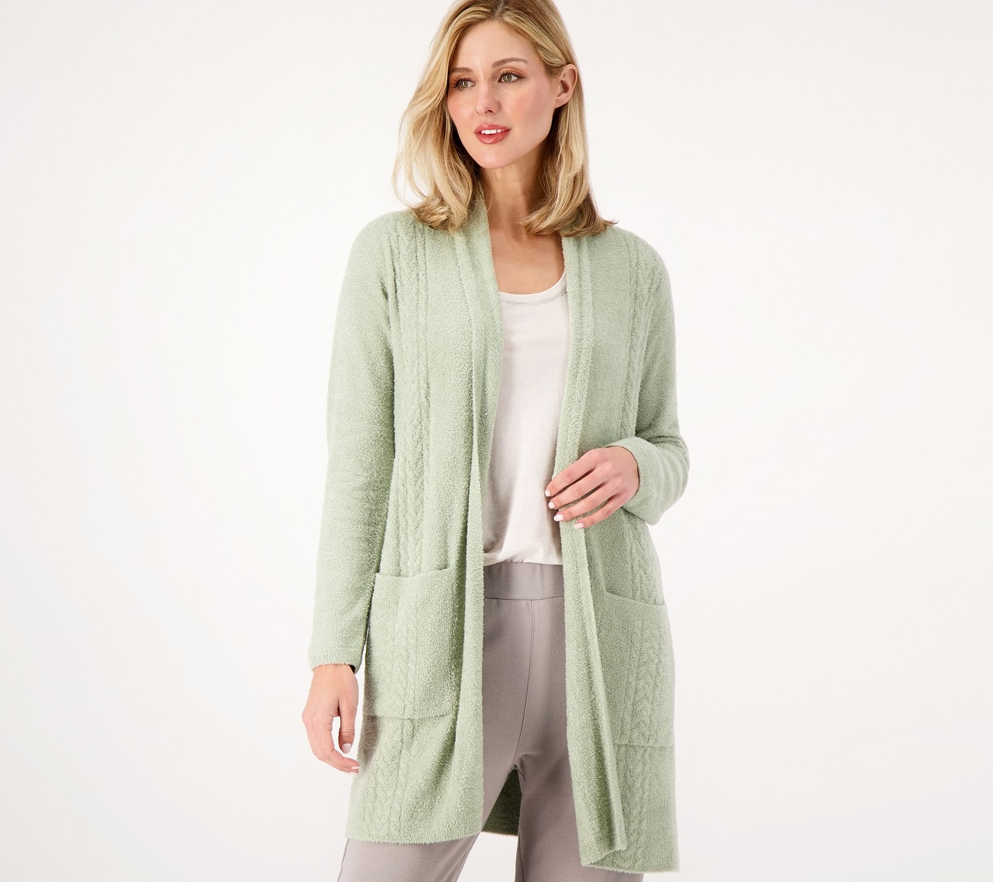 "As Is" Barefoot Dreams CozyChic Lite Essential Cable Cardigan