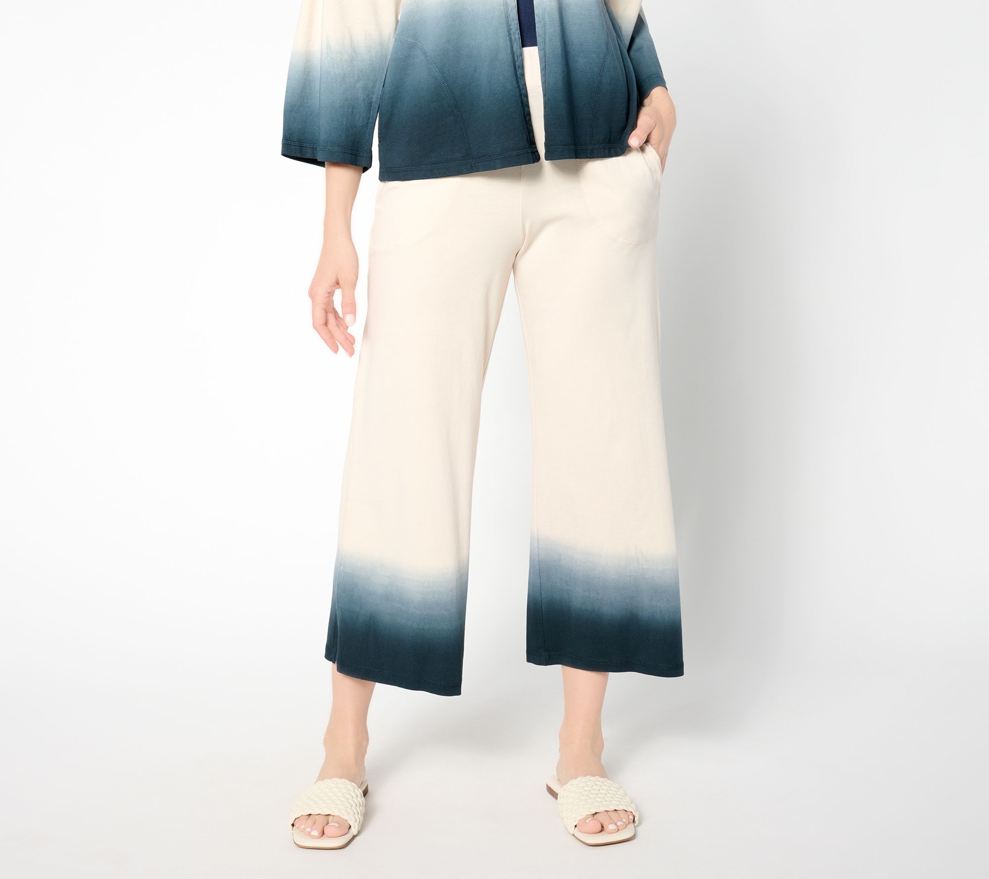 LOGO by Lori Goldstein Beach to Street Dip Dye Crop Pants