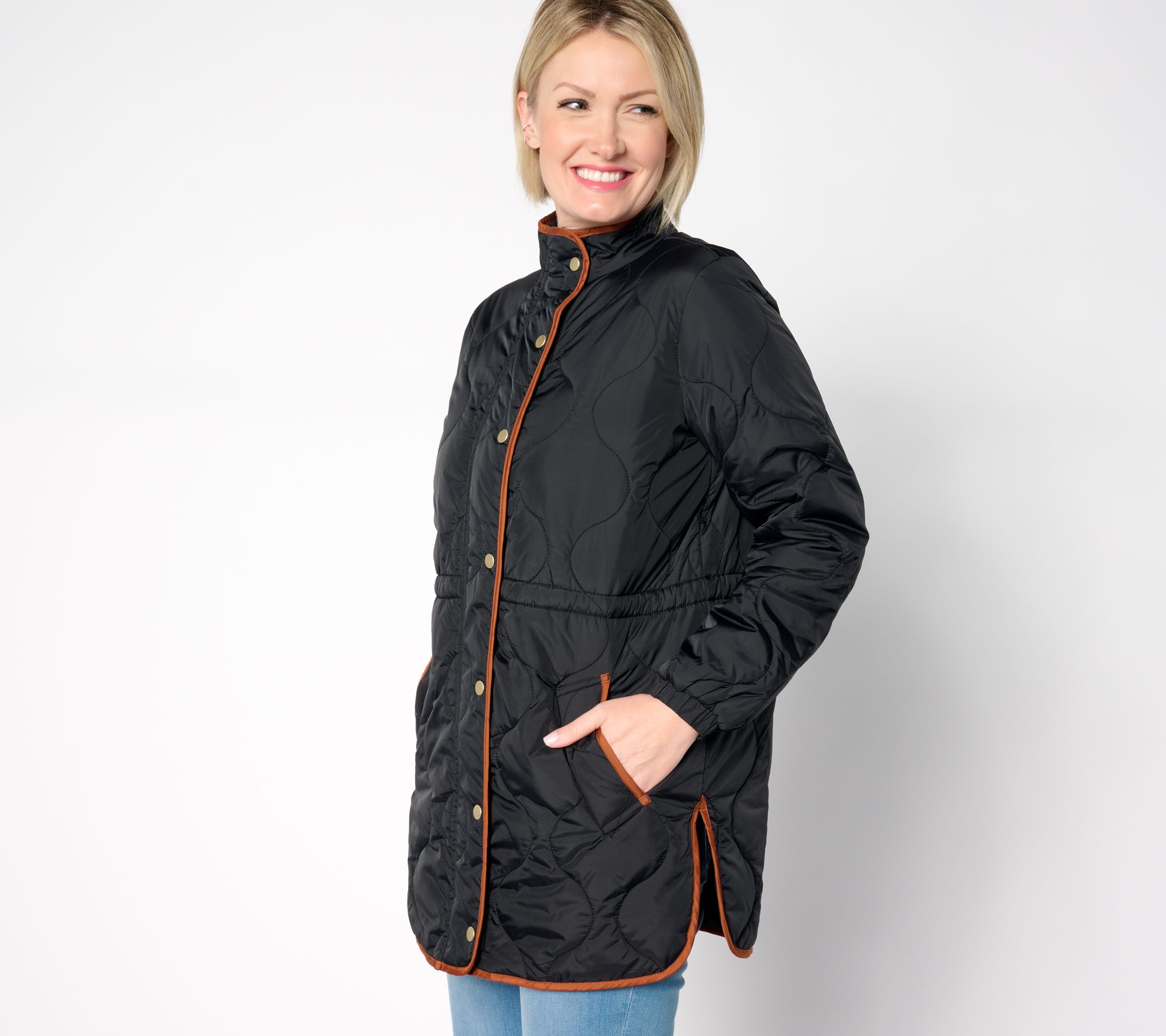 Denim & Co. Zip Front Fleece Jacket with Hood and Sherpa Lining 
