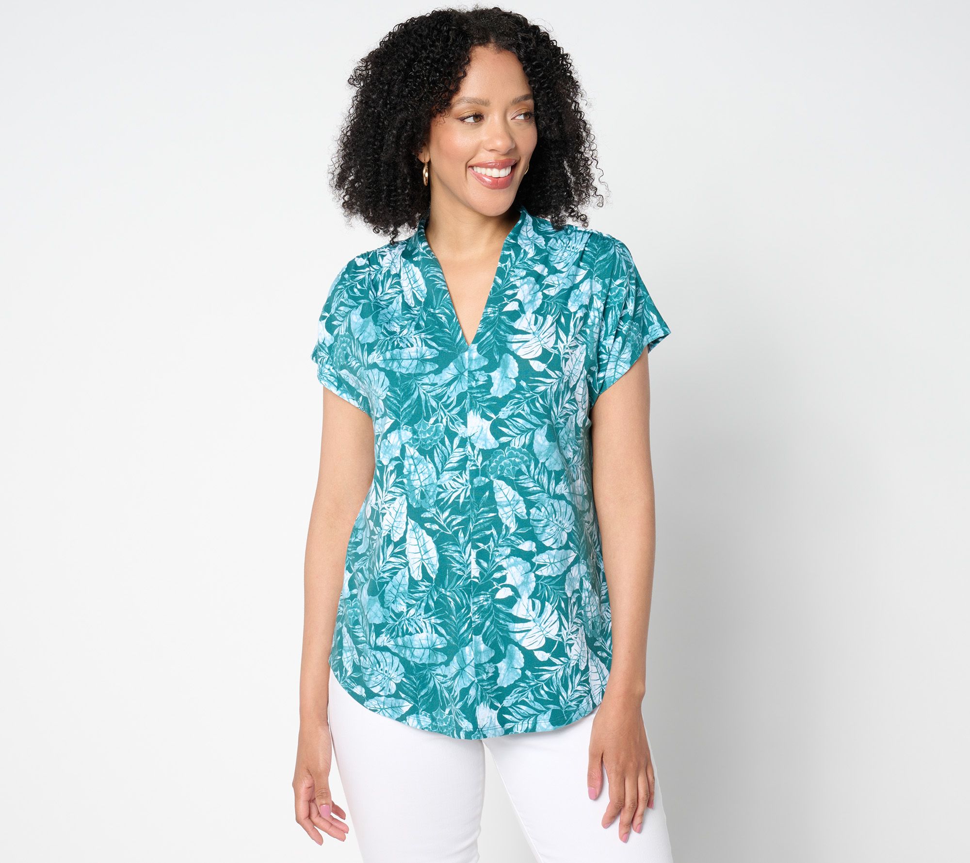 Denim & Co. Printed Favorite Jersey Dolman Sleeve Hi-Low Top