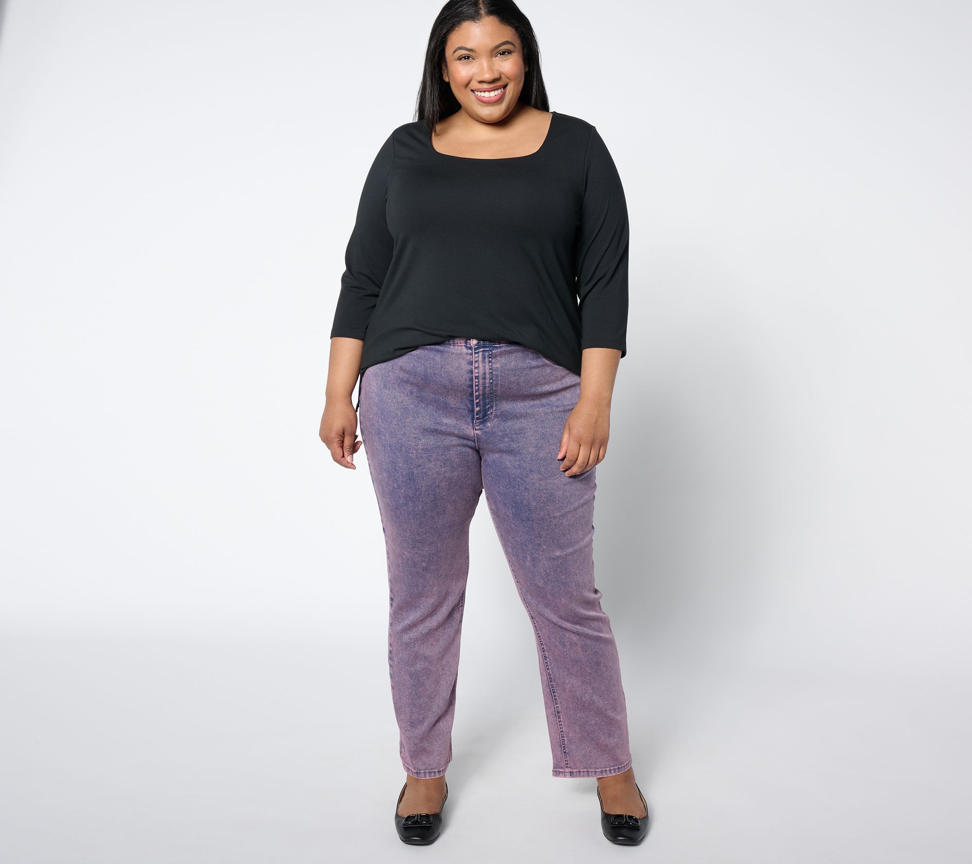 Joan Rivers Petite Vintage Wash Denim Straight Leg Ankle Pants - QVC.com