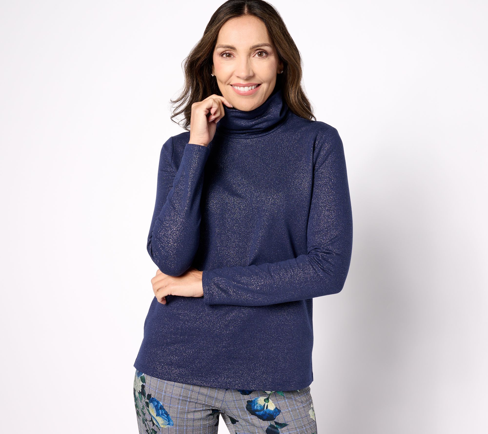 "As Is" Isaac Mizrahi Live! Sparkle Knit Long Sleeve Turtleneck