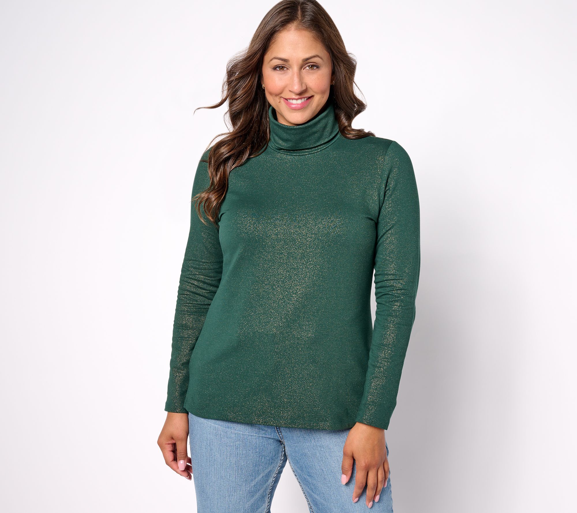 "As Is" Isaac Mizrahi Live! Sparkle Knit Long Sleeve Turtleneck