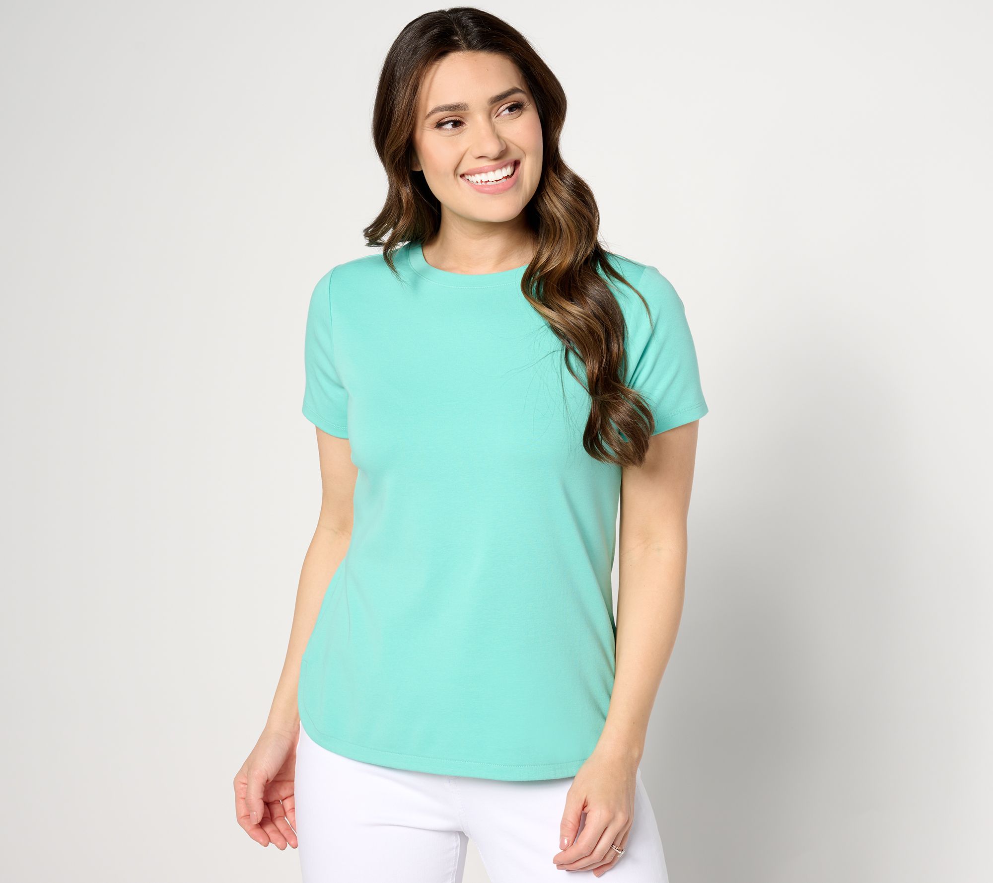 "As Is" Isaac Mizrhai Live! Essentials Pima Cotton Short Slv Top