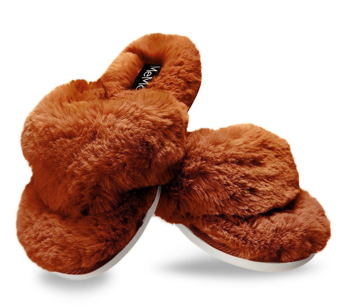 Memoi Women's Fuzzy Plush Thong Slippers