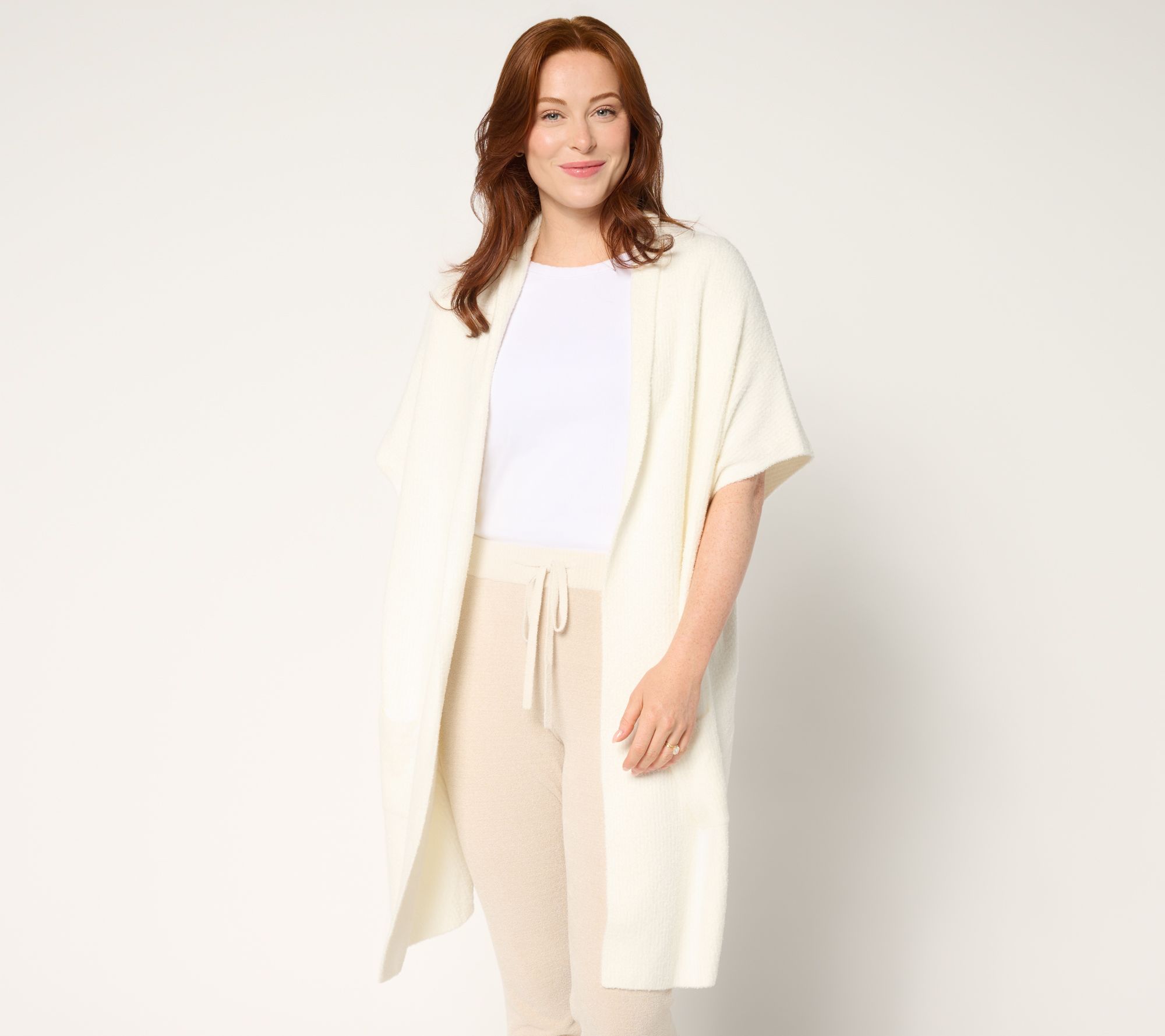 Barefoot Dreams CozyChic Lite Short Sleeve Ribbed Shawl Collar Wrap