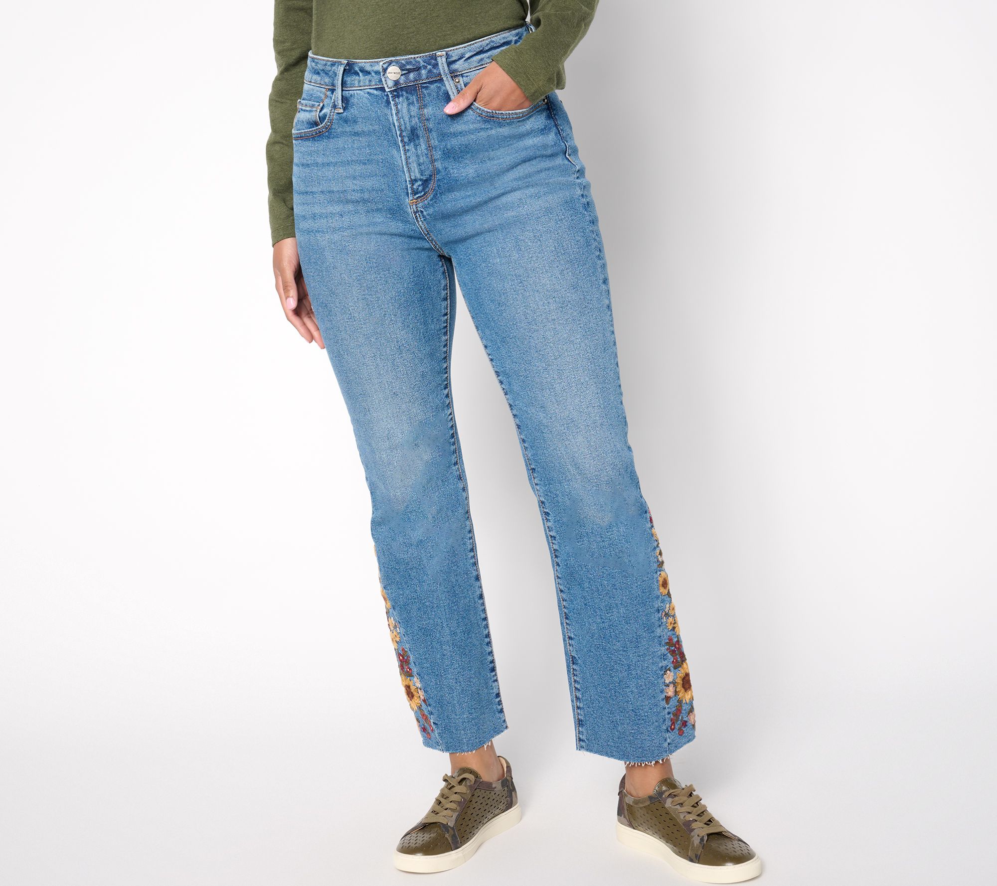 "As Is" Driftwood Jeans Clara Ankle Flare Leg Jean- Sunflower