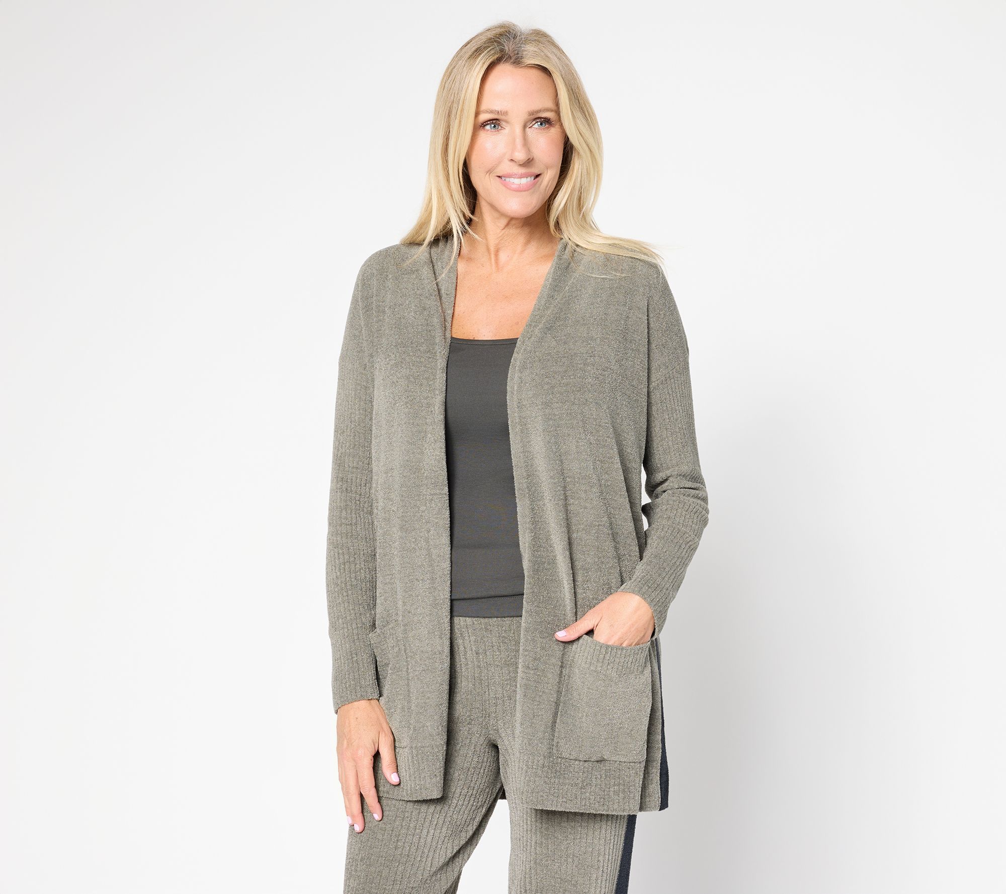 Barefoot Dreams CozyChic Ultra Lite Contrast Stripe Long Cardigan