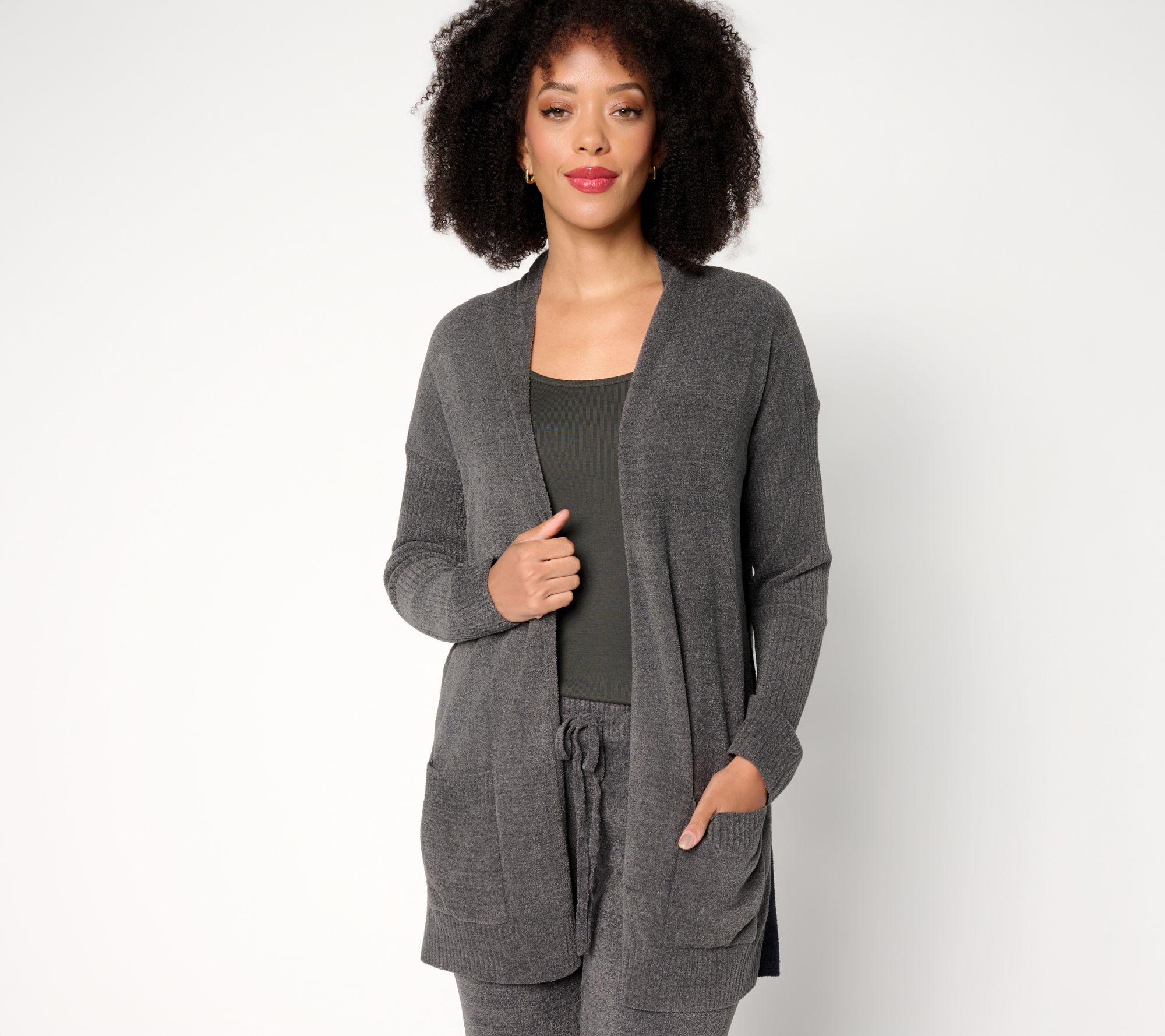 Barefoot Dreams CozyChic Ultra Lite Contrast Stripe Long Cardigan