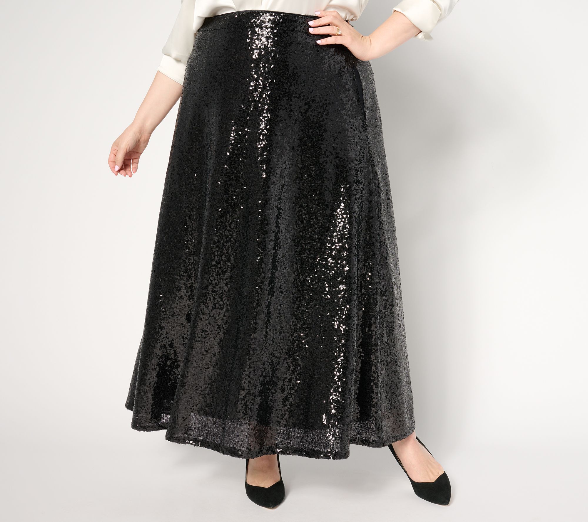 "As Is" Joan Rivers Red Carpet Petite Sequin Maxi Skirt