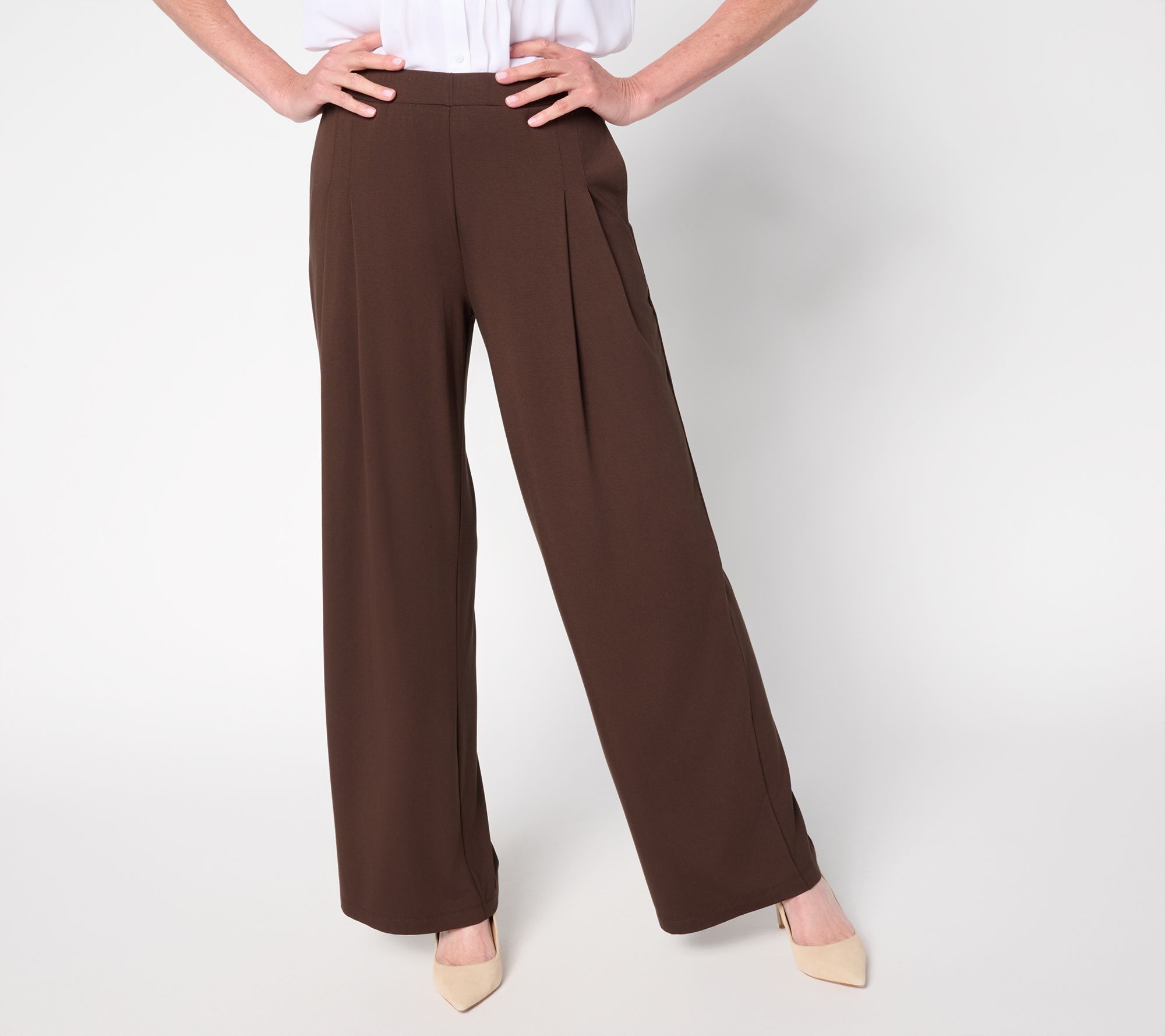 Susan Graver Essentials Regular Rayon Allure Knit Pleated Pant