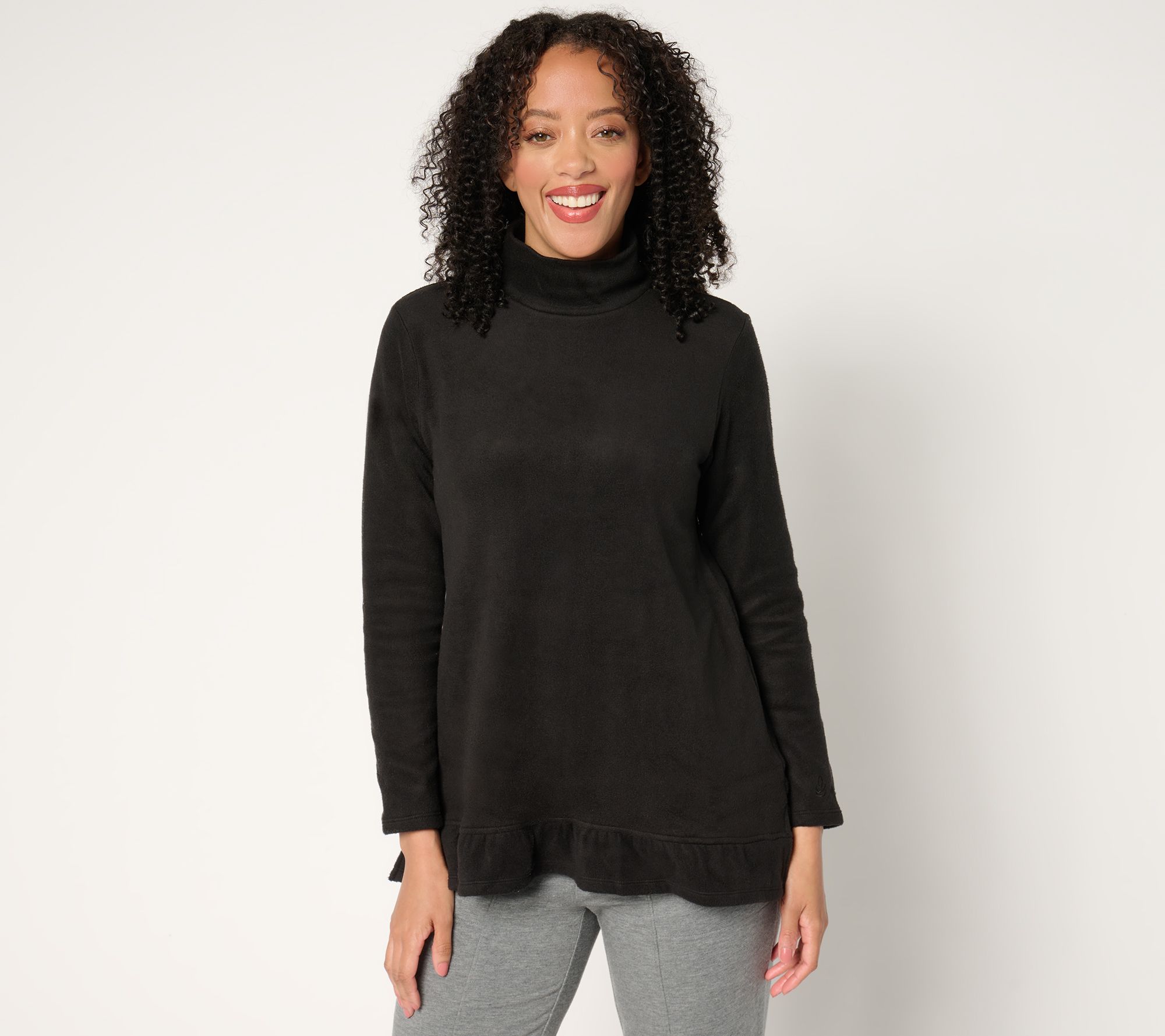 "As Is" Cuddl Duds Fleecewear with Stretch Flutter Hem Mock Neck
