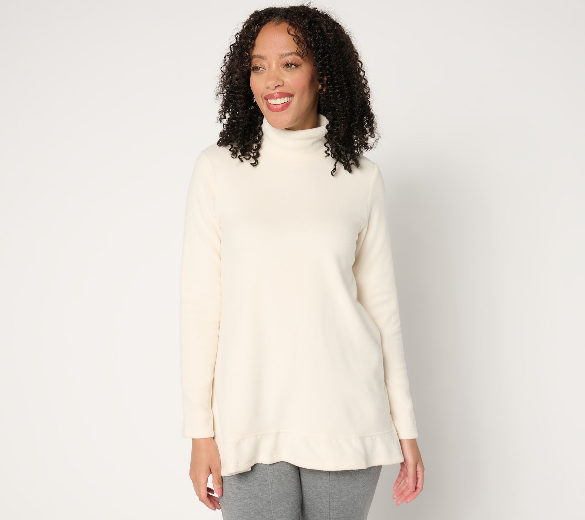 "As Is" Cuddl Duds Fleecewear with Stretch Flutter Hem Mock Neck