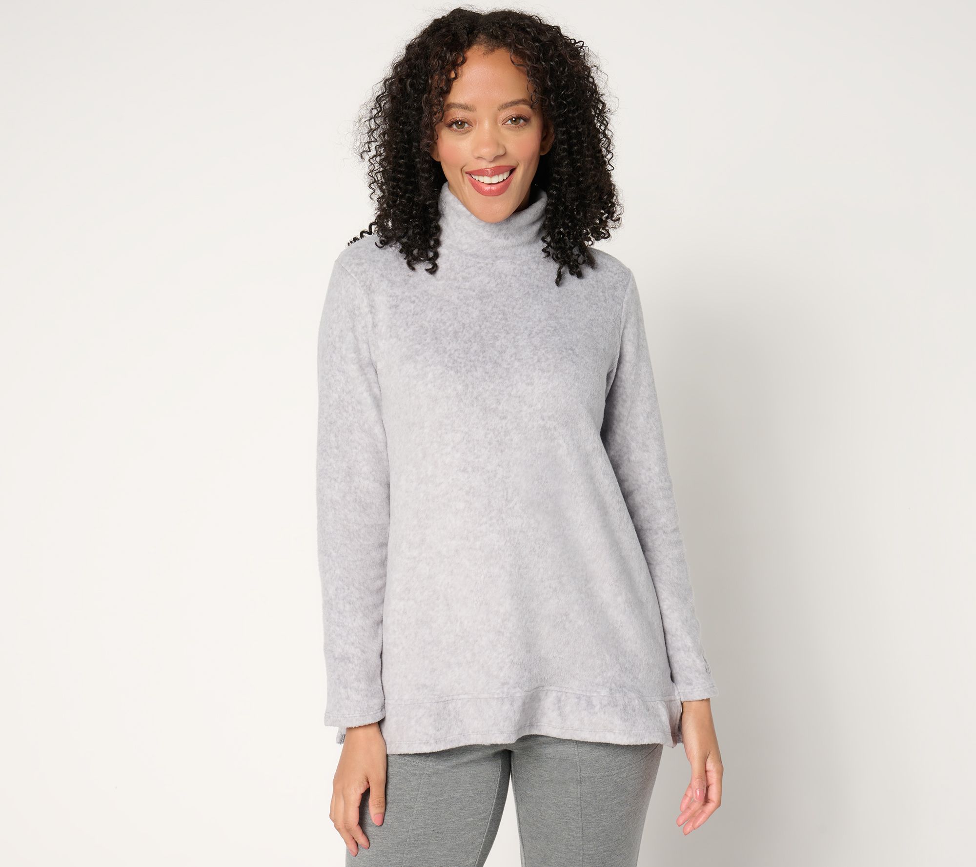 "As Is" Cuddl Duds Fleecewear with Stretch Flutter Hem Mock Neck