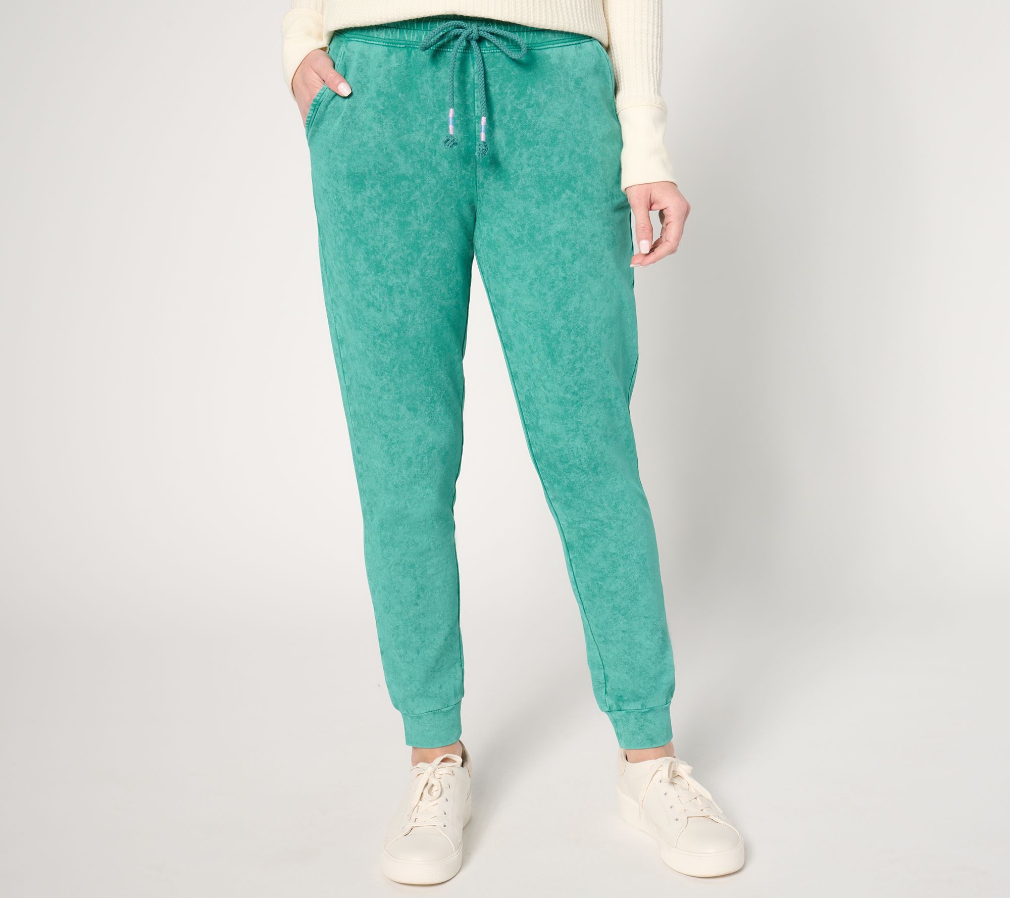 "As Is" Denim & Co. Petite Washed French Terry Jogger